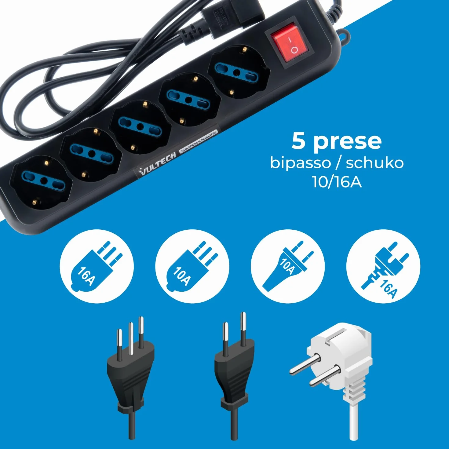 VULTECH podajnik Multi Bypass 5 miejsc dla Ups Iec14 Informatyka włączona