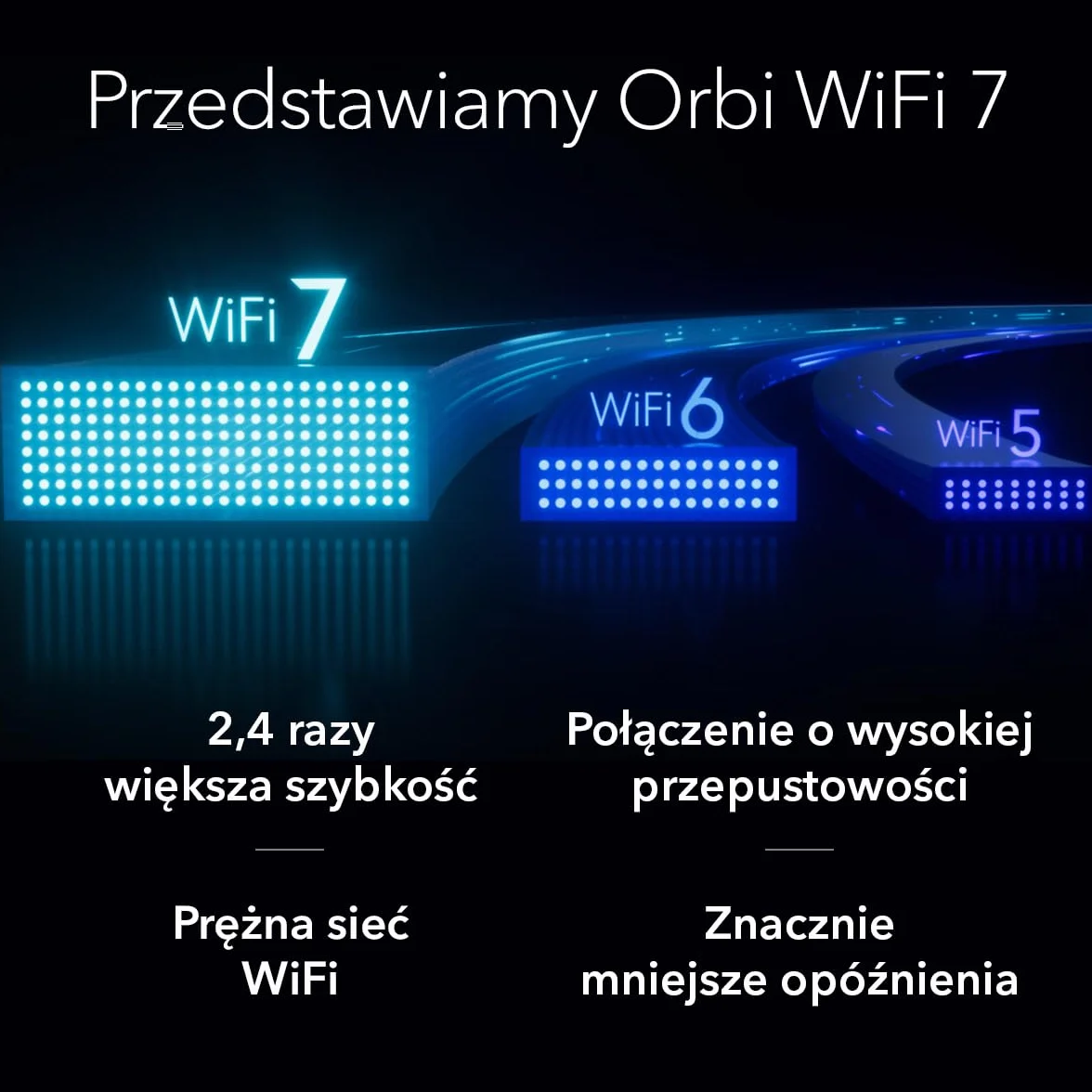 NETGEAR Orbi 870 Trójpasmowy system sieci mesh WiFi 7 (RBE873B) — router + 2 wzmacniacze satelitarne, funkcje zabezpieczeń, do 21 Gb/s, zasięg do 600 m2, 150 urządzeń, port internetowy 10 Gb/s, czarny
