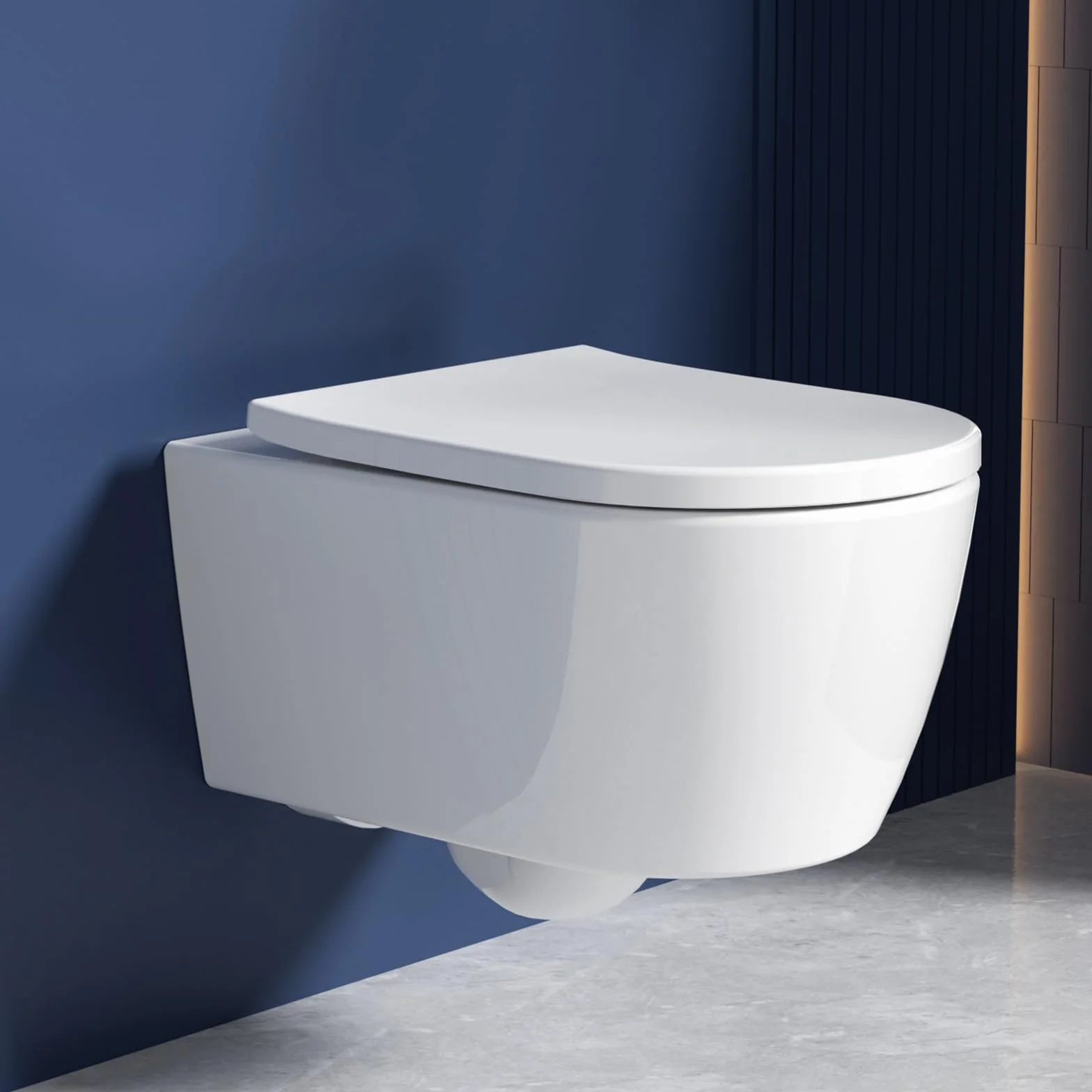 Rainsworth Superspin WC wisząca bez krawędzi, deska sedesowa 360°, wolnoopadająca, biała, długość 53 cm