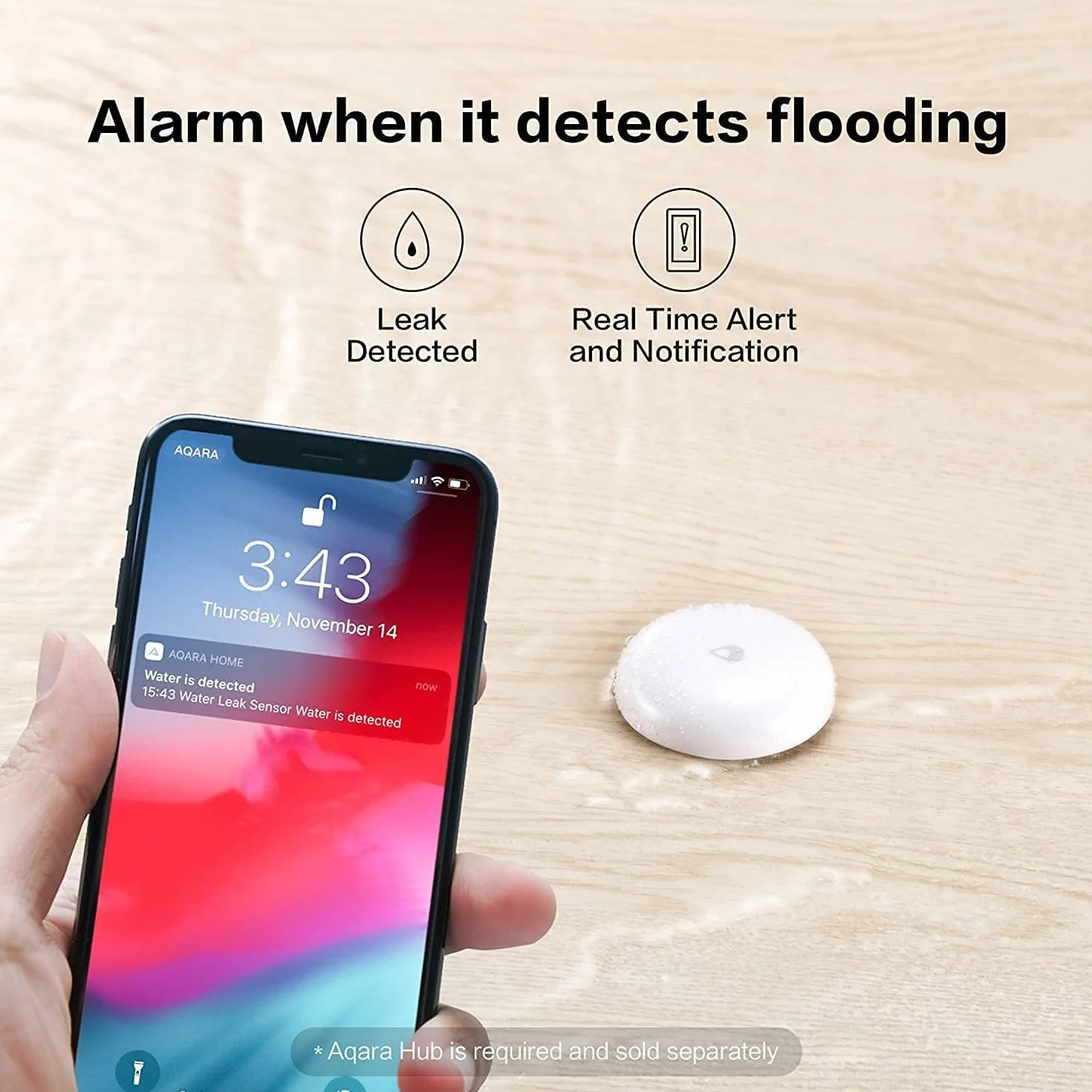 Aqara Czujnik wycieku wody 3-pak, WYMAGANY HUB OD AQARA, Bezprzewodowy Czujnik Mini Powodzi do Systemu Alarmowego i Automatyzacji Domu, Alarm Czujnika Wody do Kuchni, łazienki, piwnicy