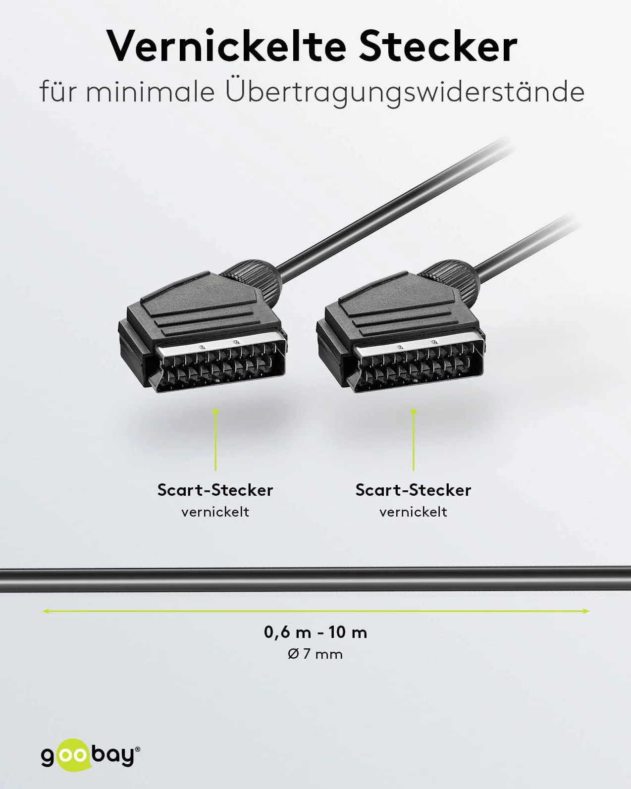 Goobay SCART kabel przyłączeniowy niklowany 7 mm 0,6 m