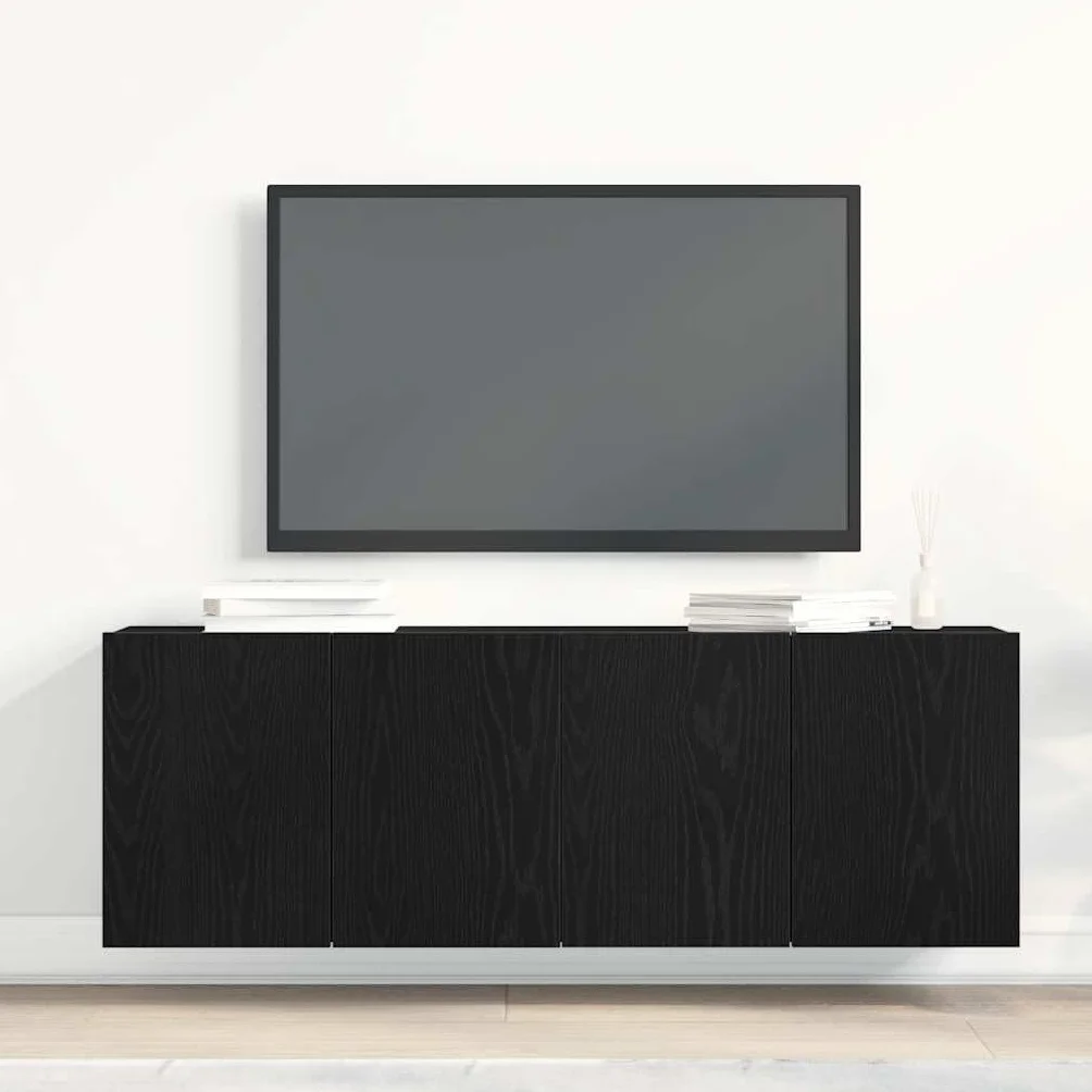 Szafki pod telewizor, 2 szt., czarny dąb, materiał drewnopochodny, 120 x 30 x 41 cm, szafka pod telewizor z miejscem do przechowywania i półką do salonu, sypialni, przedpokoju i biura