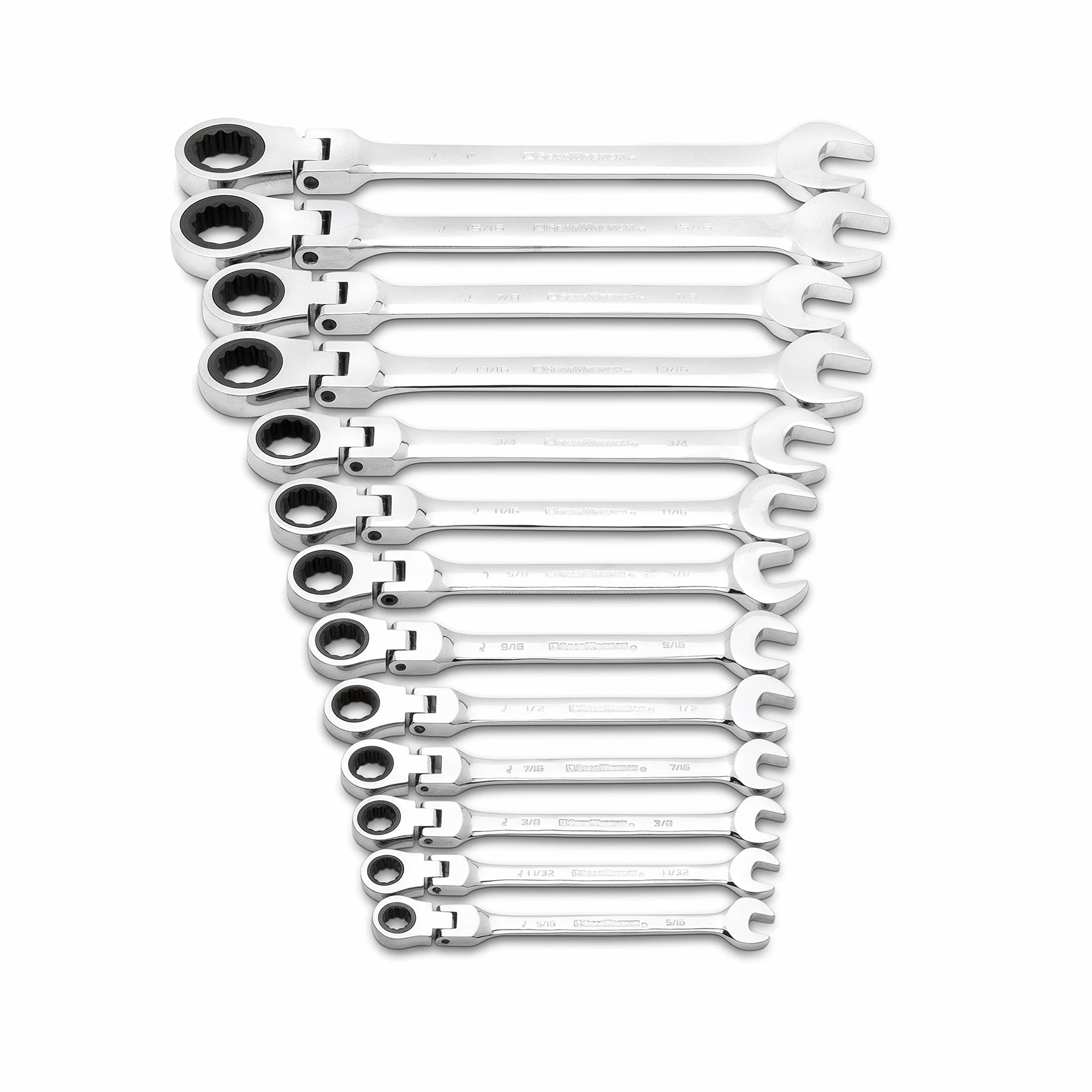 GearWrench 13 szt. 12-częściowy zestaw kluczy płasko-oczkowych z grzechotką, SAE - 9702D