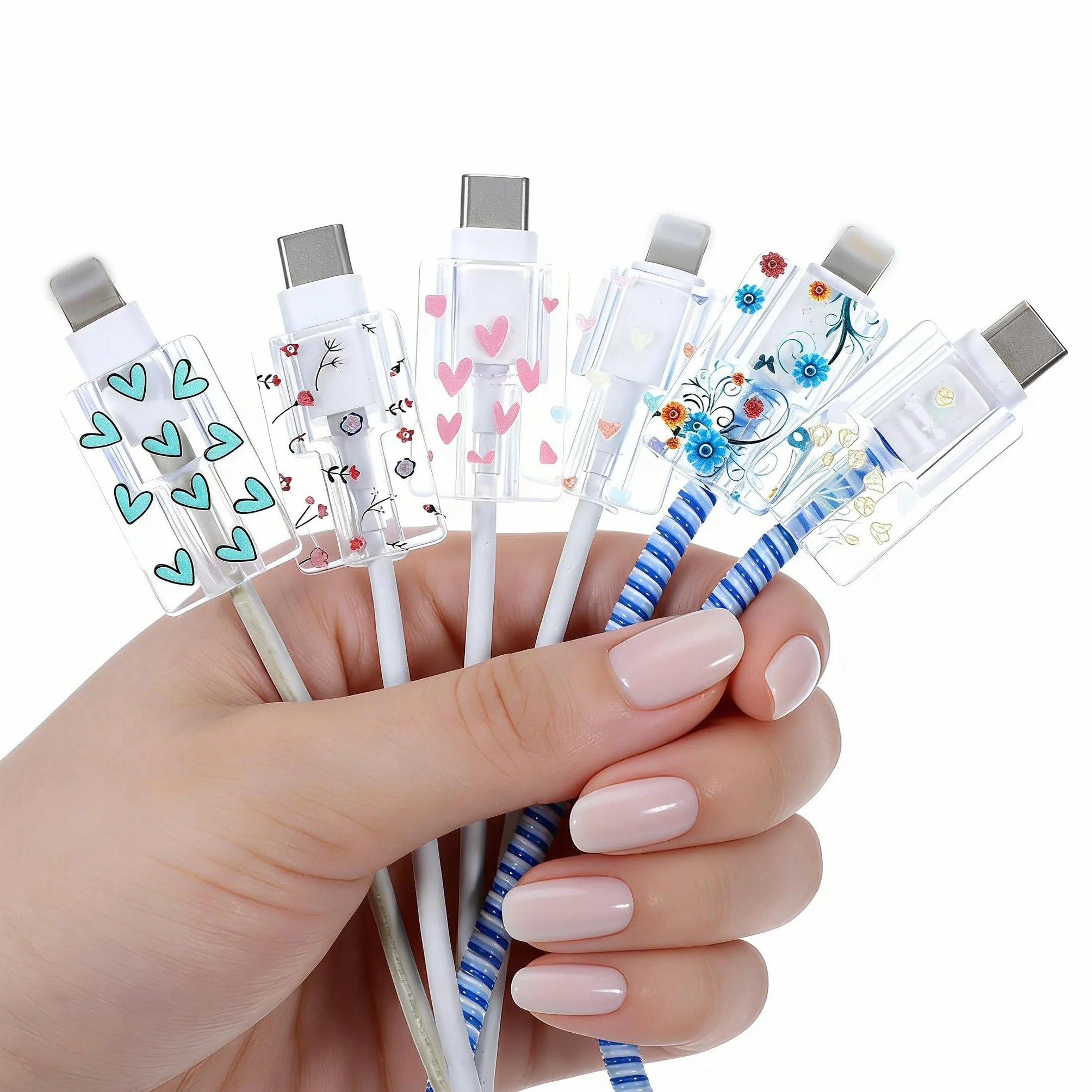 Ochraniacze kabli USB 6 szt. miękki silikonowy osłona ładowarki