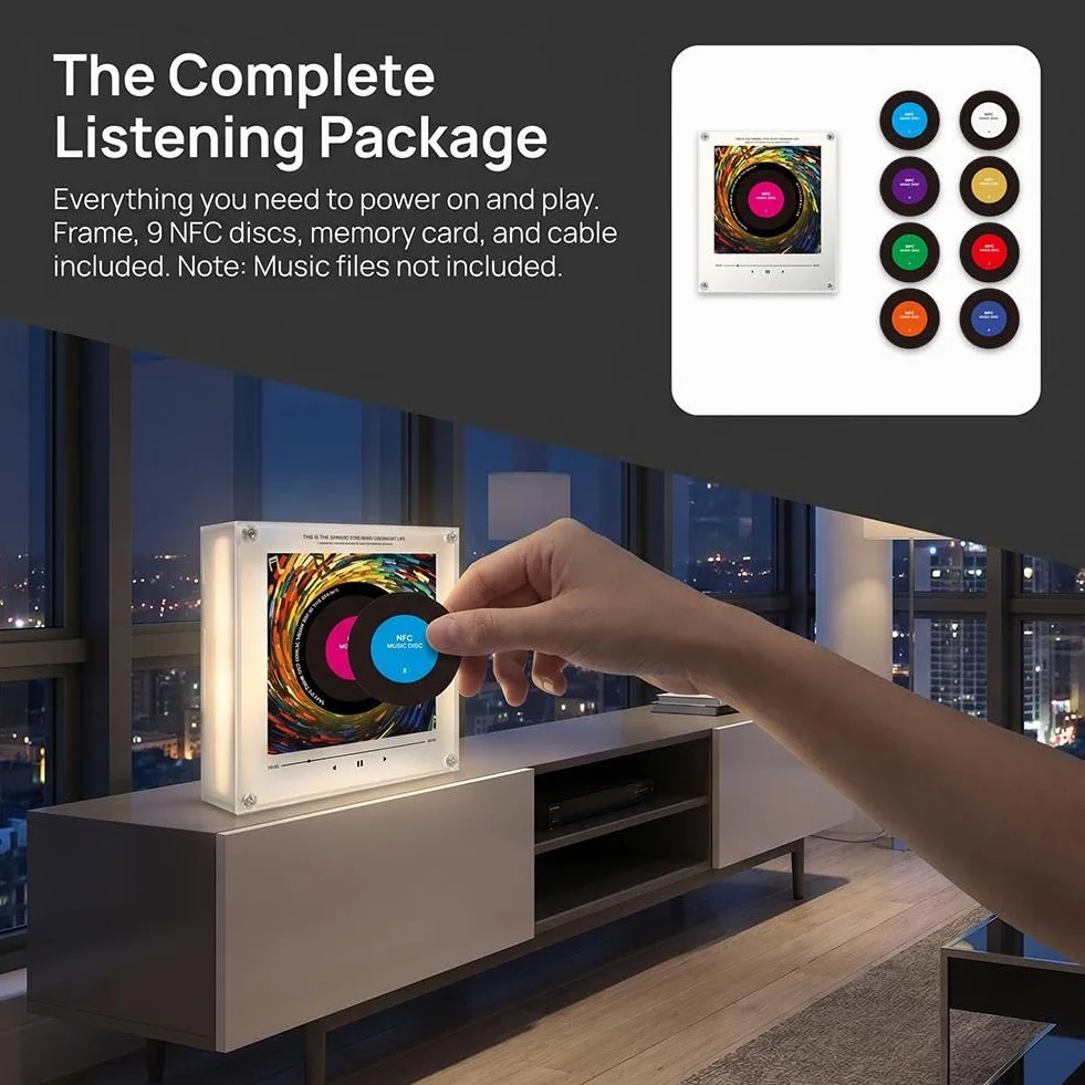 Przenośny odtwarzacz muzyczny z LED, 128 MB, 9 płyt NFC