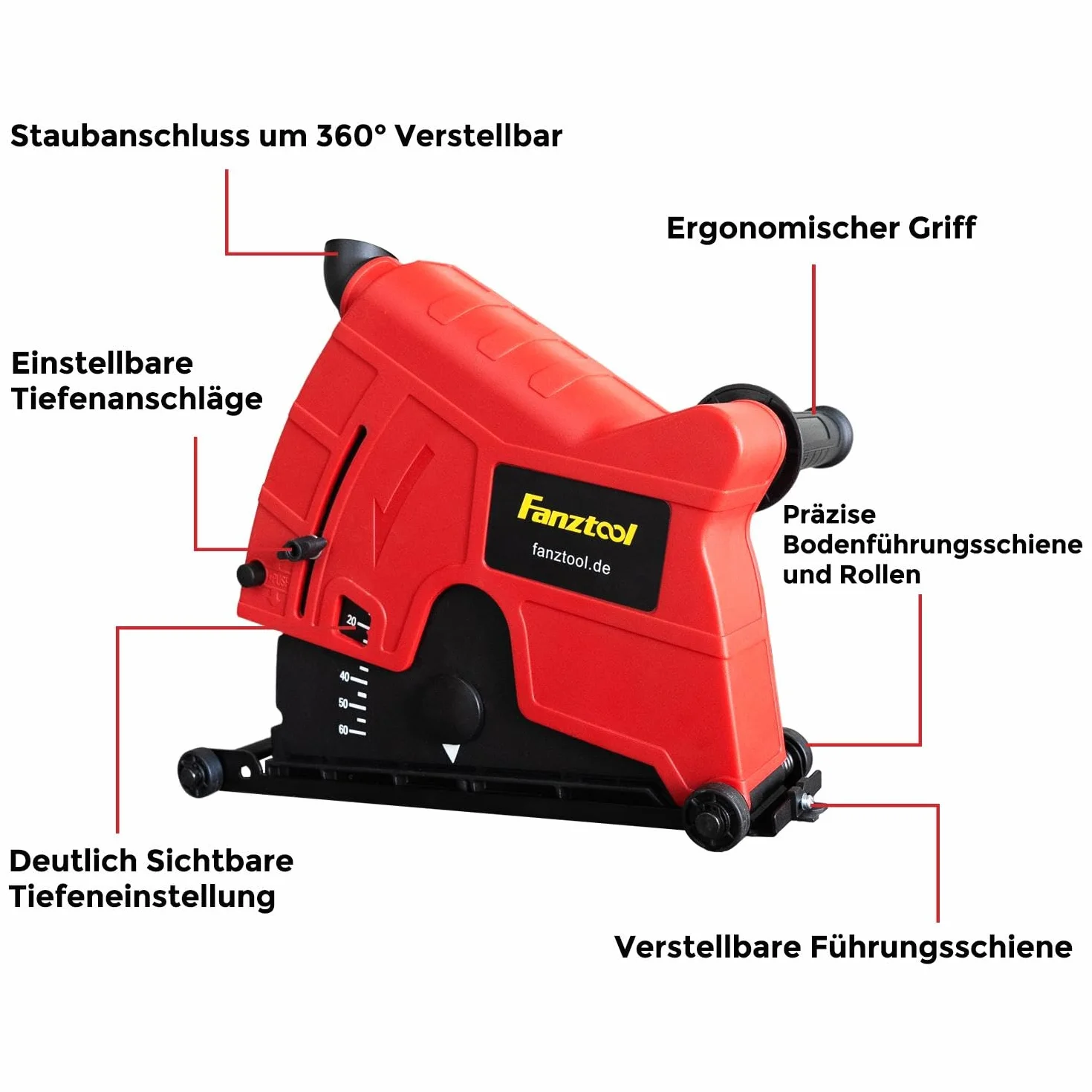 FANZTOOL Uniwersalna osłona ssąca do szlifierki kątowej z tarczami tnącymi 230 mm