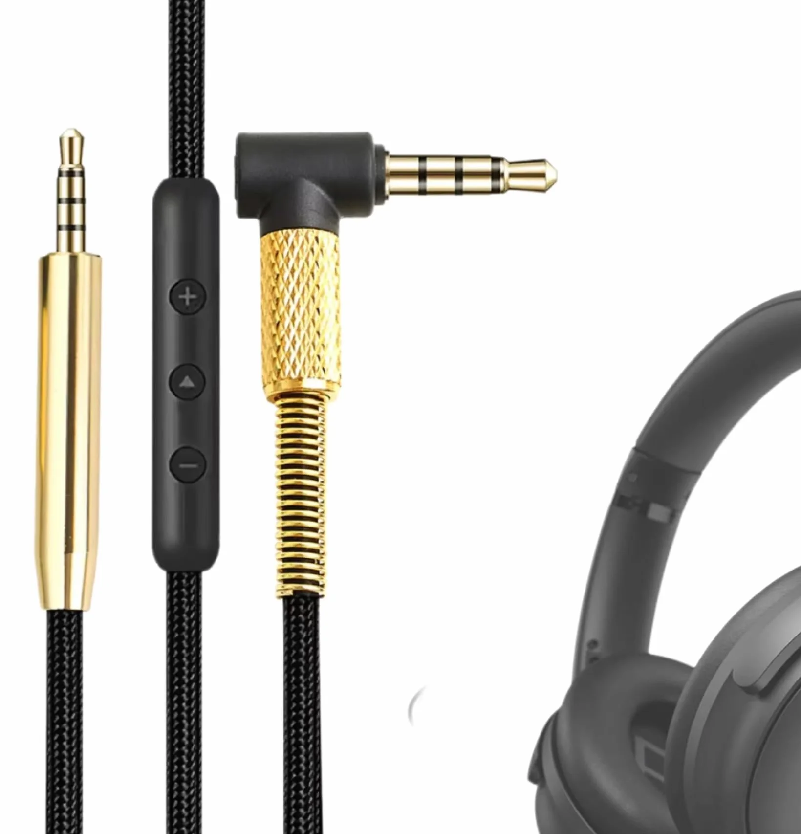 Zamienny kabel audio AUX 2,5 mm na 3,5 mm z mikrofonem i przyciskami, do słuchawek Bose 700, OE2, OE2i, QC25, QC35II, QC35, QC45