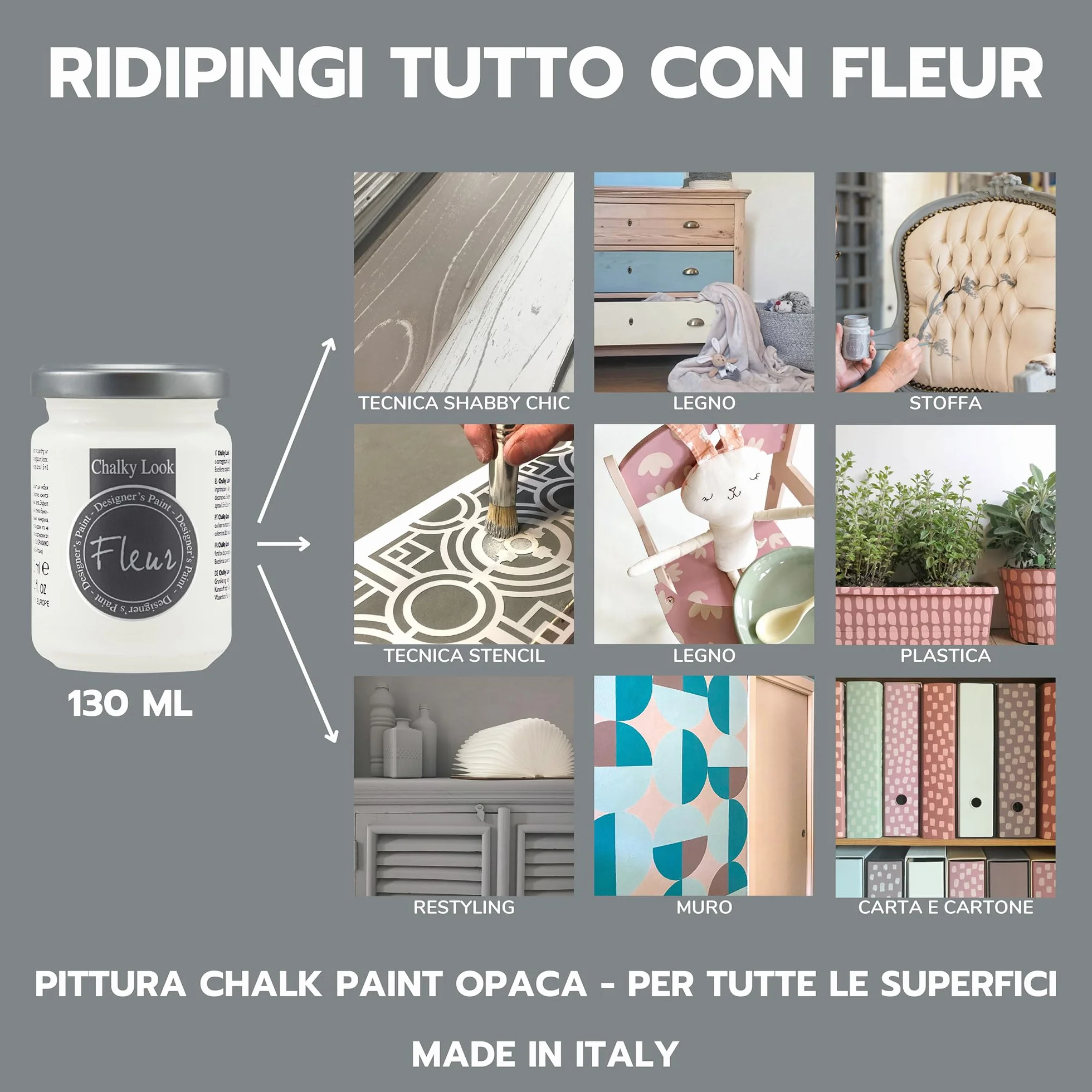Fleur Paint 12021 - farba mineralna na bazie wody, 130 ml, kolor: Cherry Lips
