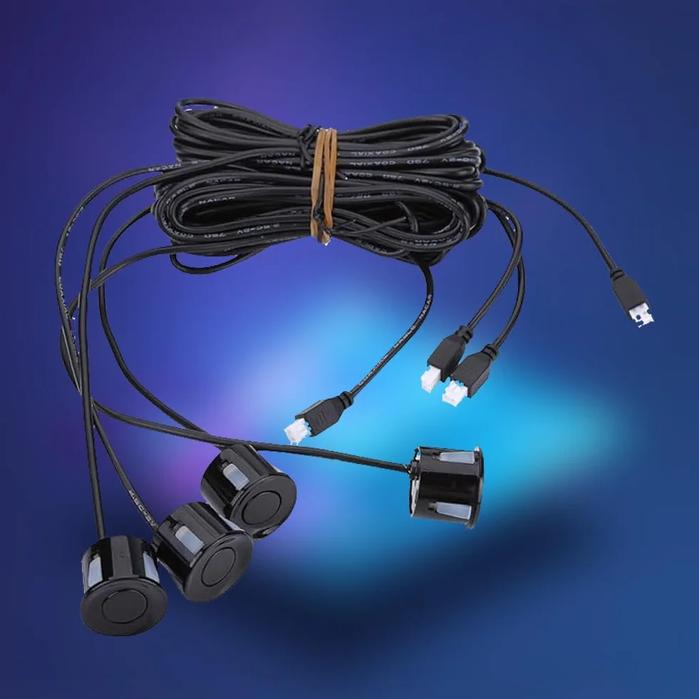 Czujnik parkowania 4szt Sonda cofania detektor kopii zapasowej pojazdu czarny kabel 4.5