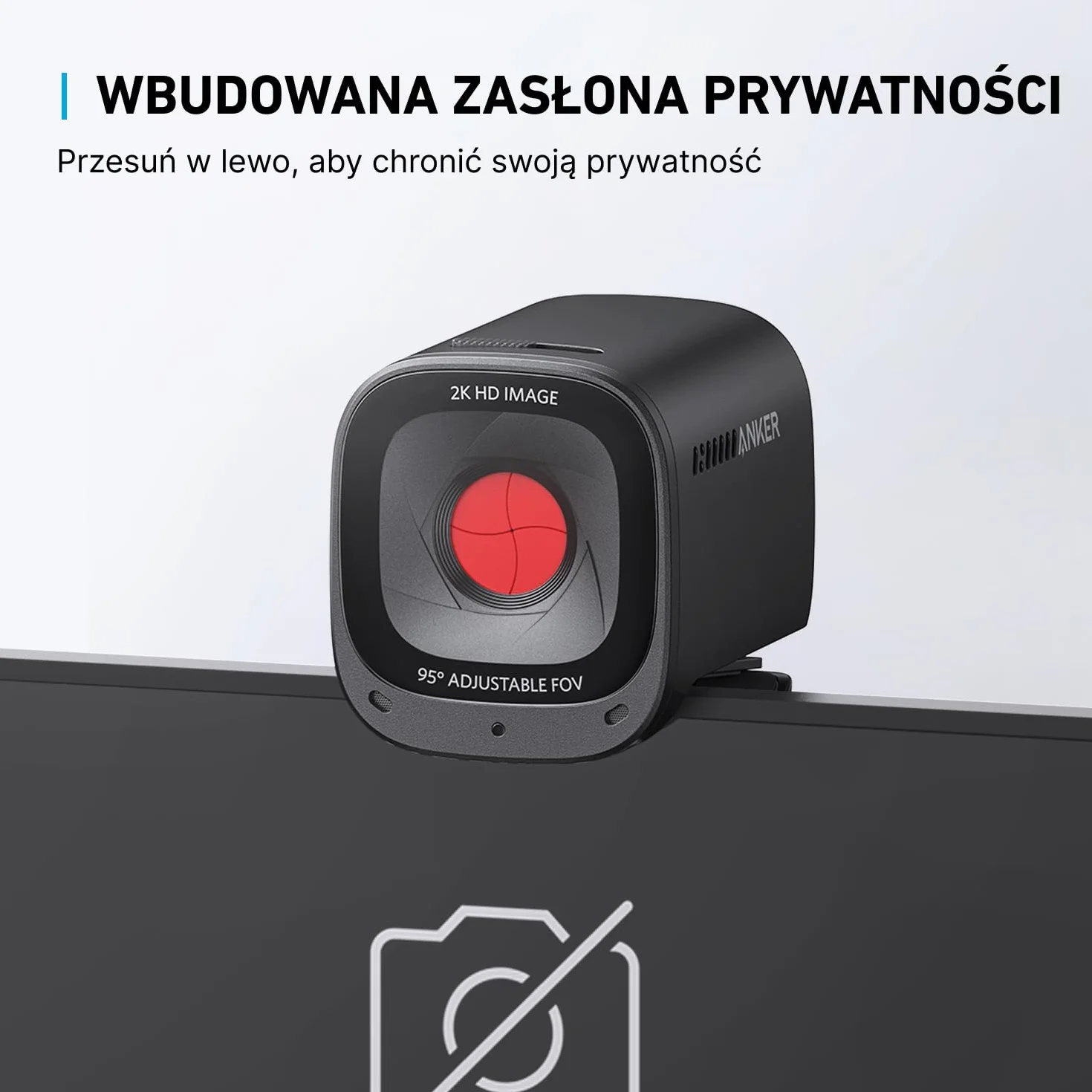 Anker PowerConf C200 2K kamera internetowa z redukcją szumów AI, mikrofony stereo, regulowane pole widzenia