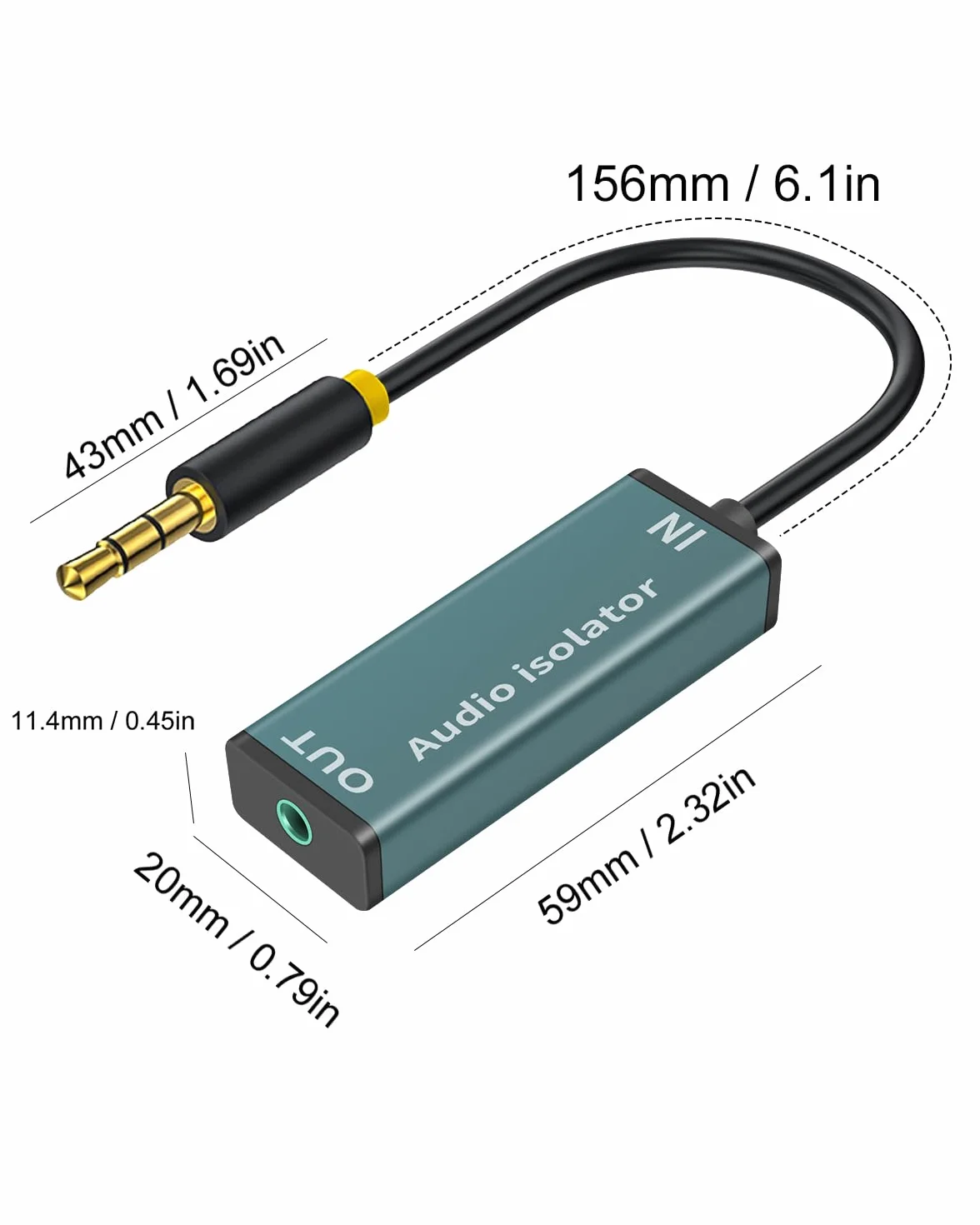 Duttek Izolator szumów z pętlą uziemienia, eliminator szumów Auido, kabel audio jack 3,5 mm, do samochodowego systemu audio/domowego systemu stereo