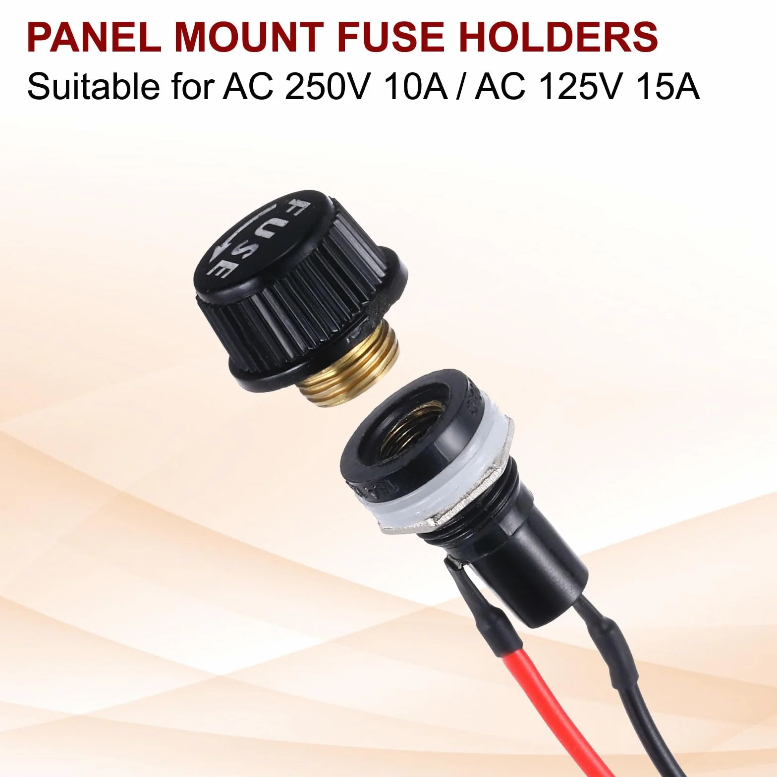 QUARKZMAN 5 szt. panel montażowy uchwyt bezpiecznikowy 5 x 20 mm AC 250 V 10 A/AC 125 V 15 A uchwyt bezpiecznika z wstępnie lutowanymi przewodami, okrągłe gniazdo przyłączeniowe