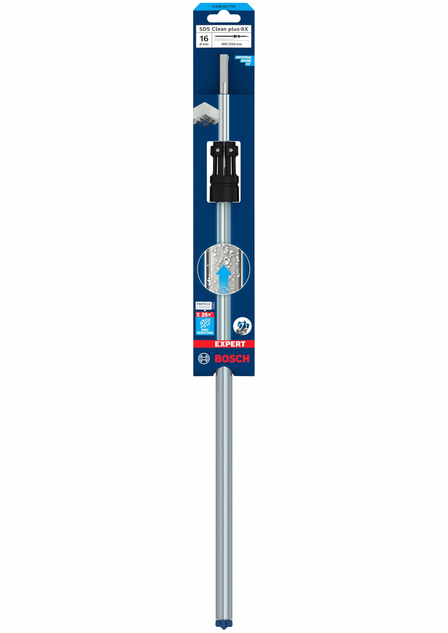 Bosch 1 x EXPERT SDS Clean plus-8X wiertło udarowe do chemicznych kotwiczeń (Ø 16,00 mm, profesjonalne akcesoria do młotowiertarki)