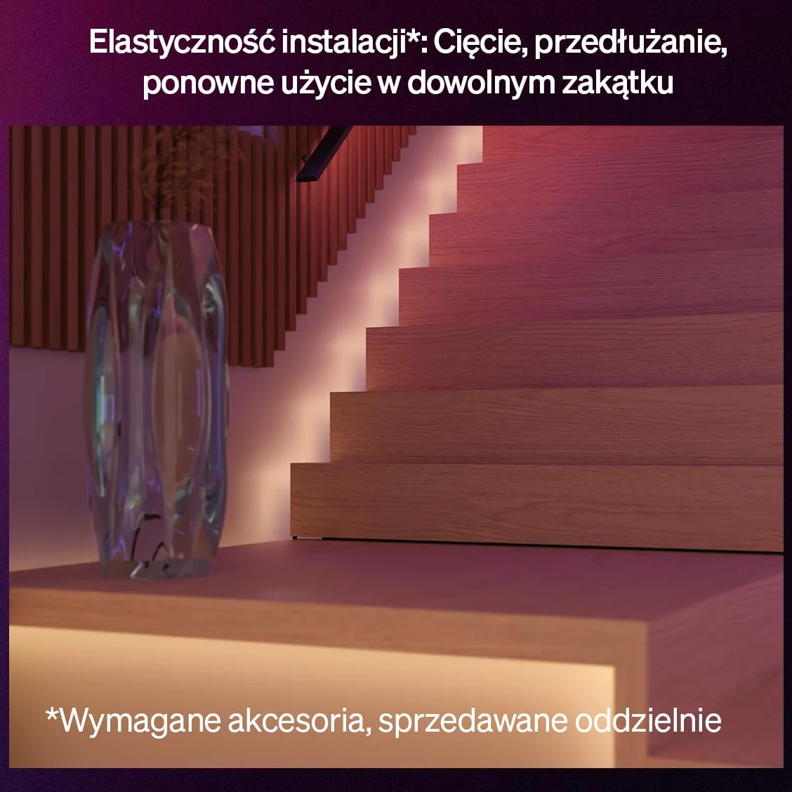 Philips Hue Flux 3 m LED, 1200 lm, żywe kolory i atmosfera, elastyczna, Chromasync™, RGBWWIC, przycinanie i przedłużanie, sterowanie aplikacją i głosem, do wnętrz.