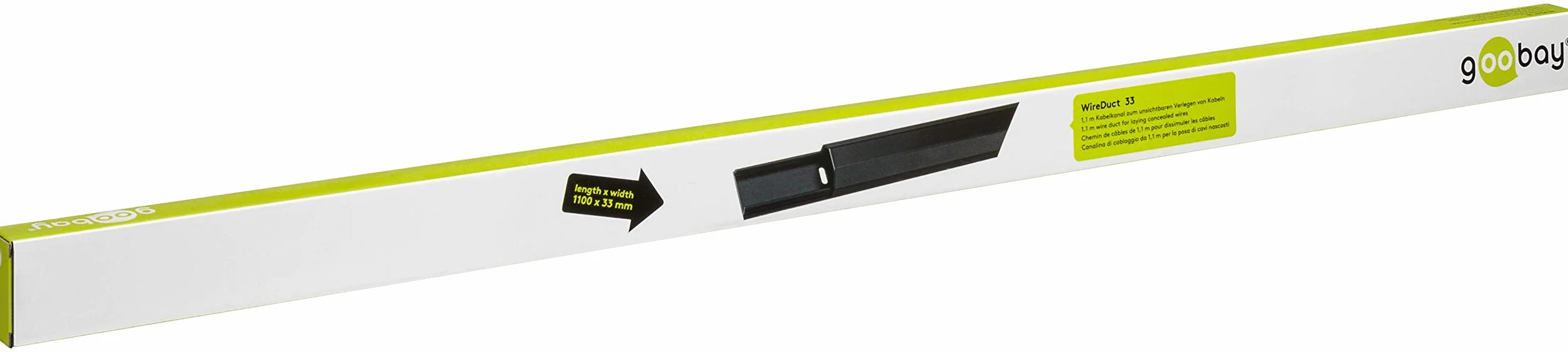 Goobay 90723 Półokrągły aluminiowy kanał kablowy 33 mm, długość 1,1 m, do niewidocznego układania kabli