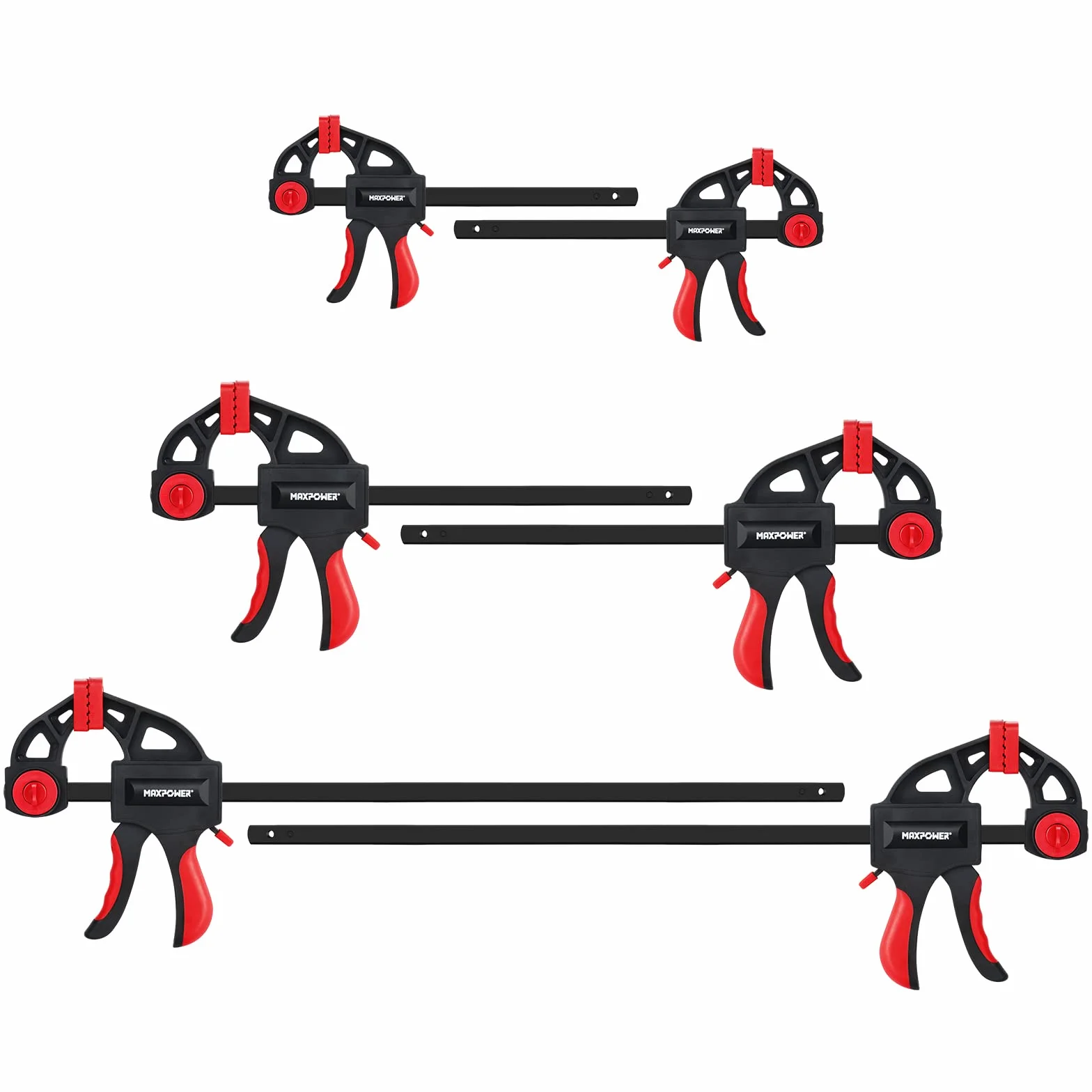 MAXPOWER Zestaw 6 zacisków szybkomocujących 150 mm/300 mm/600 mm do modelarstwa, piękna jakość