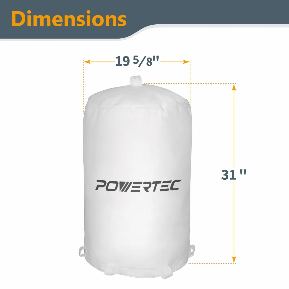 POWERTEC 70333 Worek na kurz, 53 cm x 79 cm, filtr 1 mikronowy, do Jet, Grizzly, Shop Fox, Wen, Harbor Freight i POWERTEC DC-1512