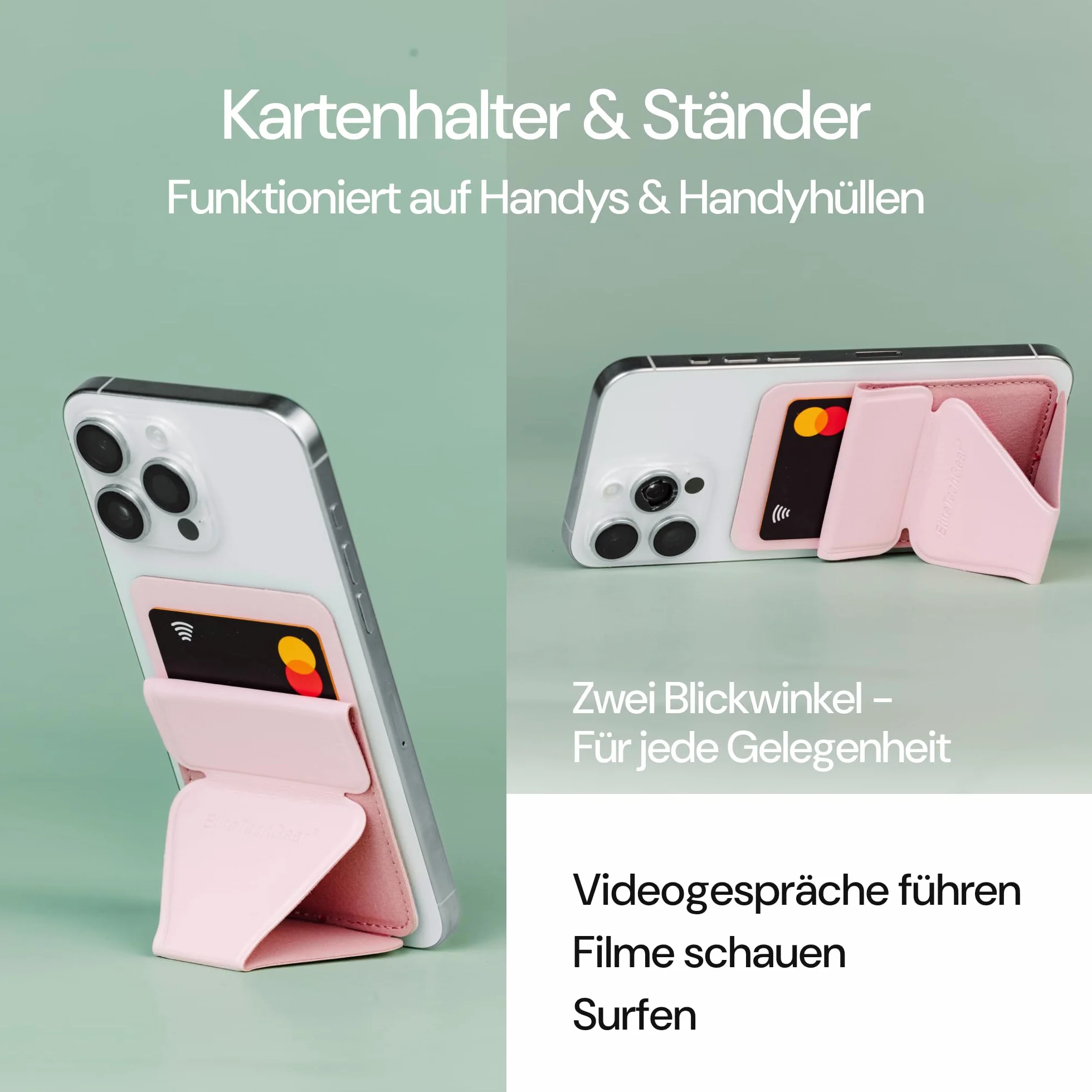 Elite Tech Gear Portfel na telefon z regulowanym stojakiem - Etui samoprzylepne na karty kredytowe kompatybilne z iPhone i Android