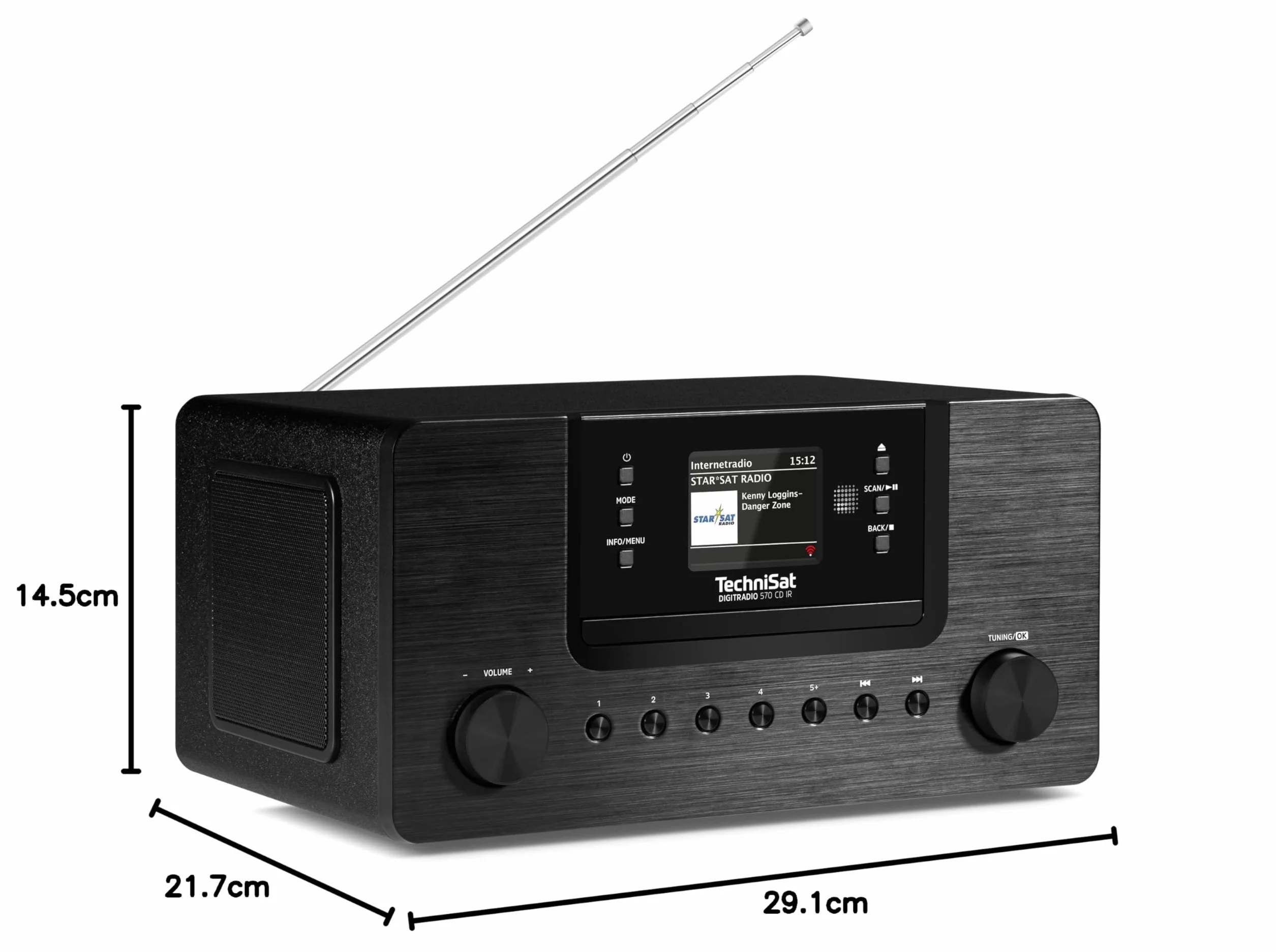 Technisat 0000/3953 Radio Internetowe DAB+, Czarny, 21.7 x 29.1 x 14.5 cm