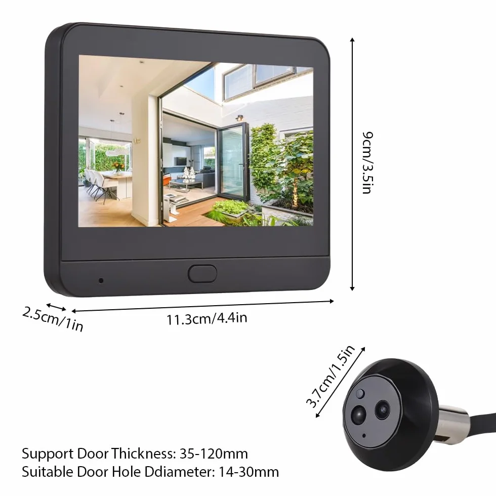 Dzwonek wideo WiFi do kamery Apartament wizjer 4,3 cala Kolorowy ekran Smart TY 1080P PIR Wykrywanie ruchu Wyświetlacz kamery alarmowej