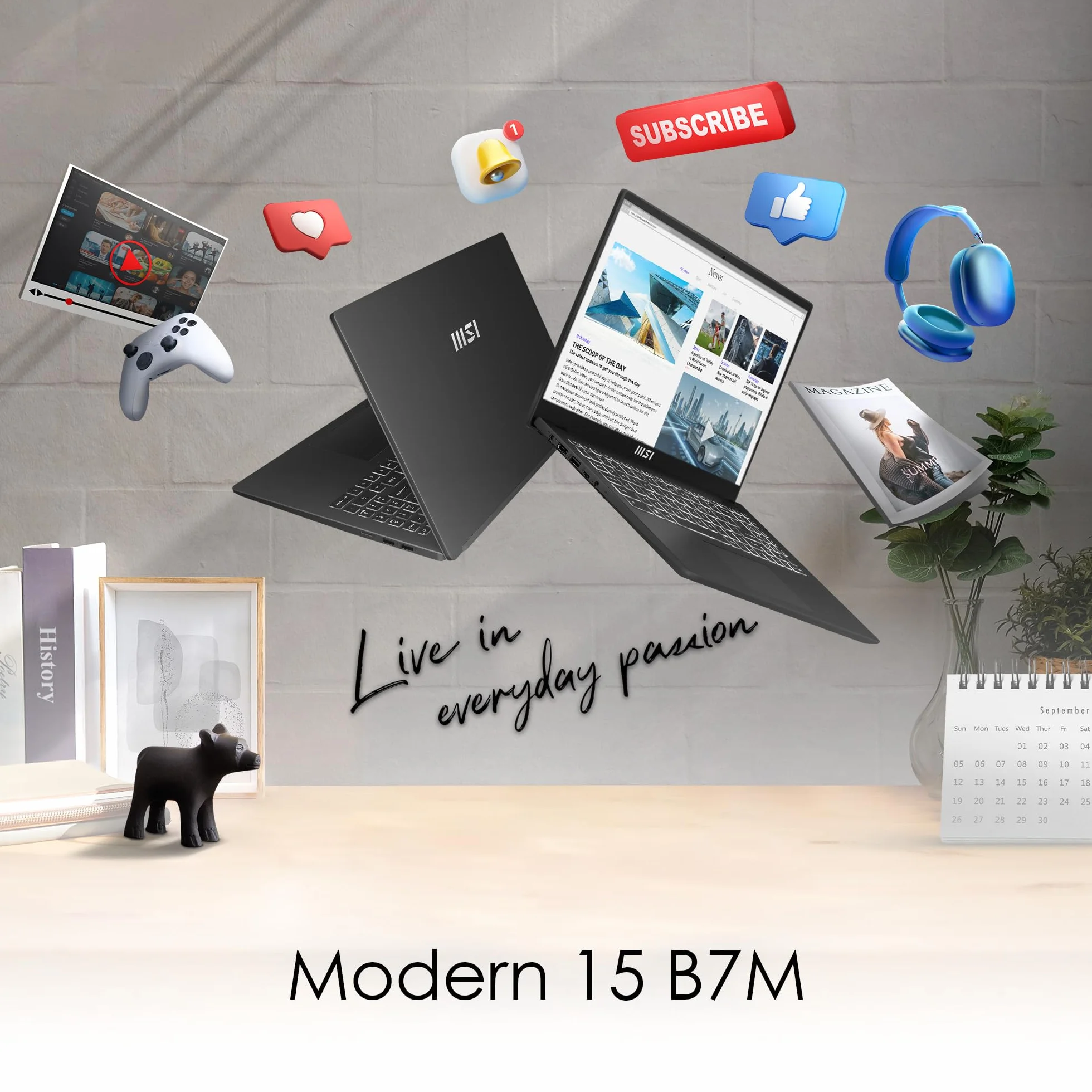 MSI Laptop 15,6" Full HD AMD Ryzen 5 7530U 16GB DDR4 RAM 512GB SSD AMD Radeon Graphics Windows 11 Home Czarny