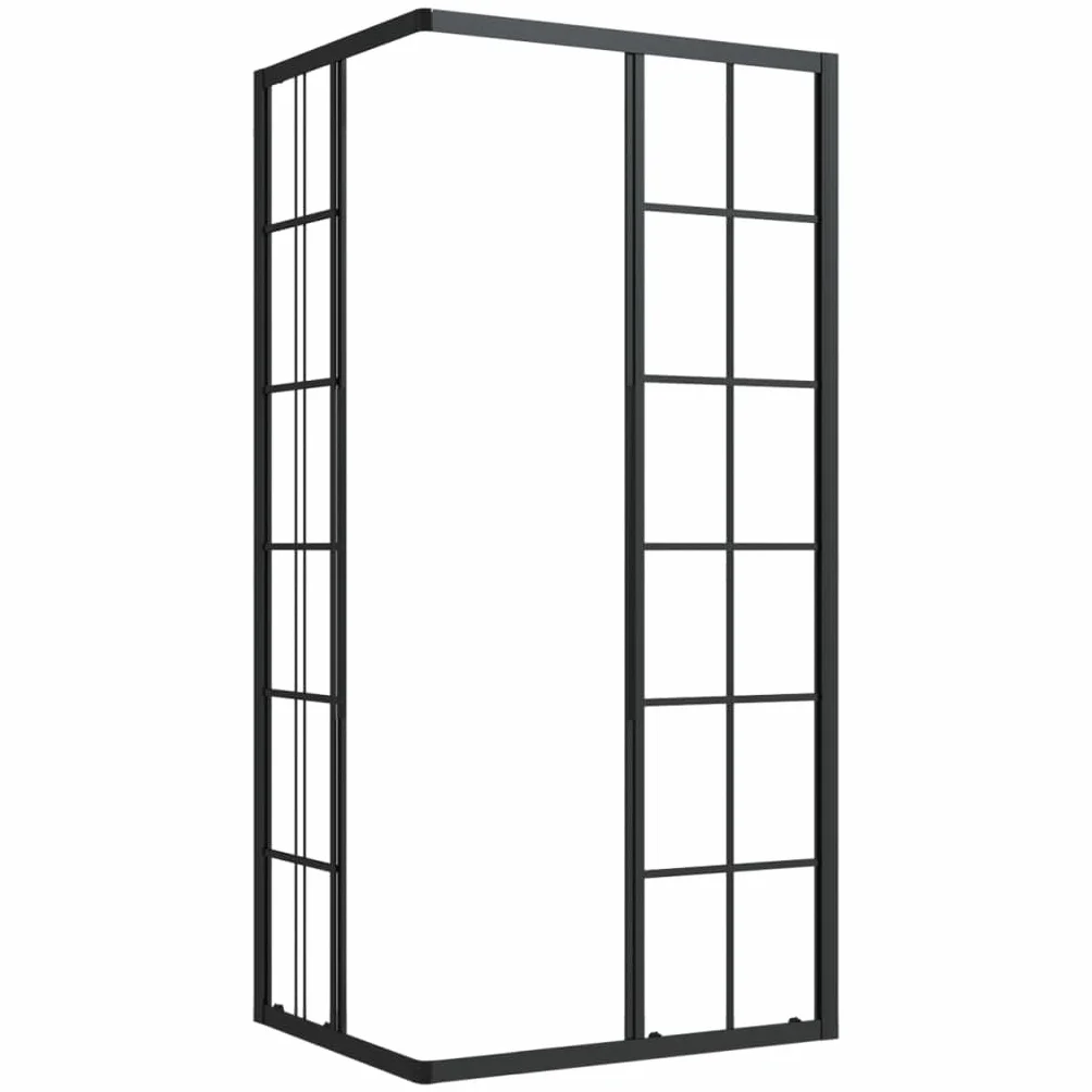 Kabina prysznicowa ESG z profilem aluminiowym, 90 x 70 x 180 cm, przezroczysta kabina prysznicowa z czarnym nadrukiem rastrowym, ścianka prysznicowa do łazienki i komory wilgotnej, prysznic