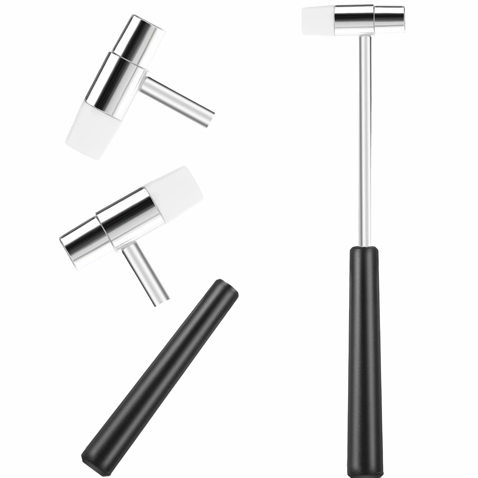 Mabor Mały młotek z podwójną głowicą, lekki mini młotek, 18 cm plastikowy i metalowy młotek do biżuterii, do rękodzieła, zegarków, strojenia, obróbki drewna, instrumentów muzycznych
