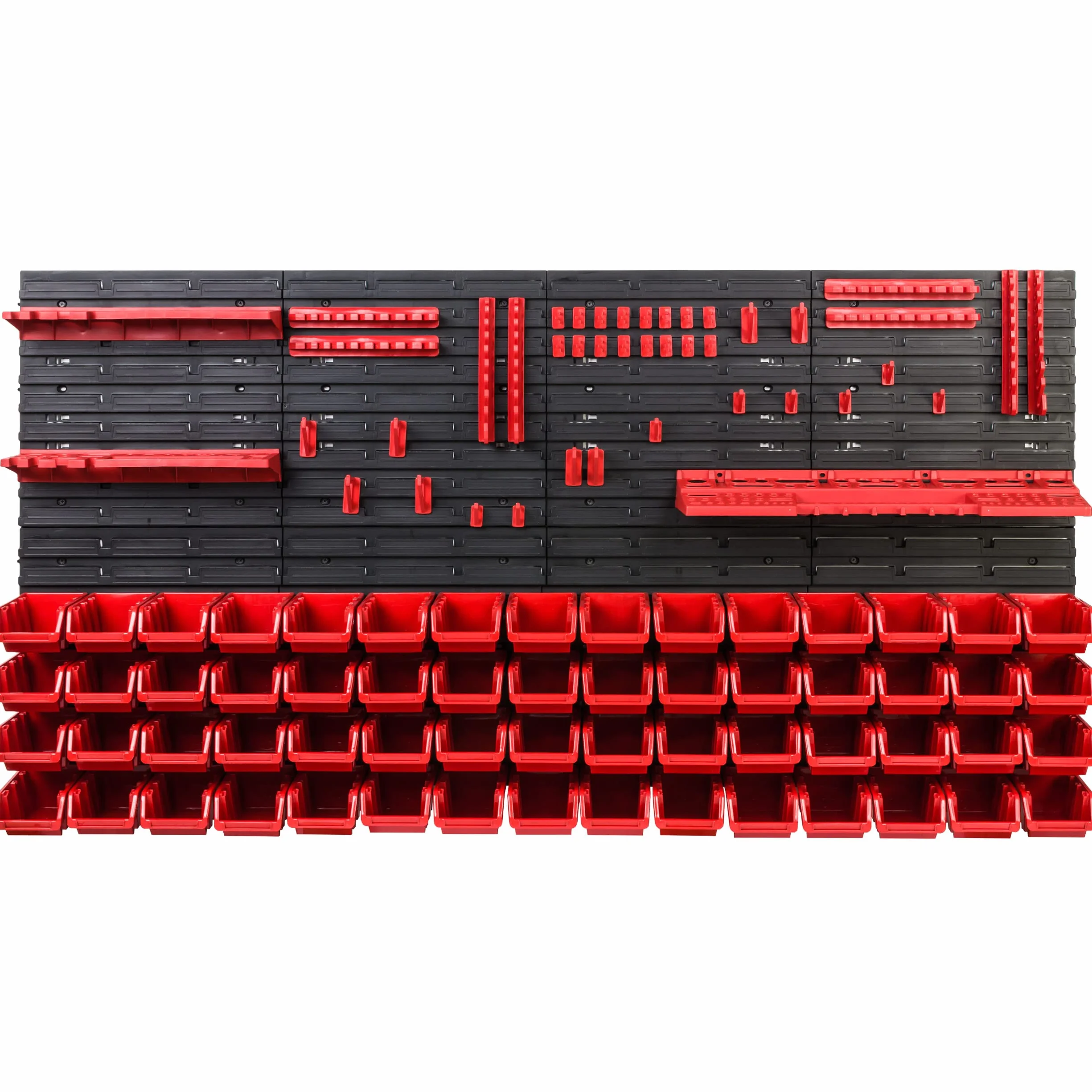 System magazynowy regał warsztatowy | 156 x 78 cm | 60 szt. pudełko | regał ścienny z uchwytami narzędziowymi i pojemnikami do układania - płyty ścienne ekstra mocny regał magazynowy regał garażowy