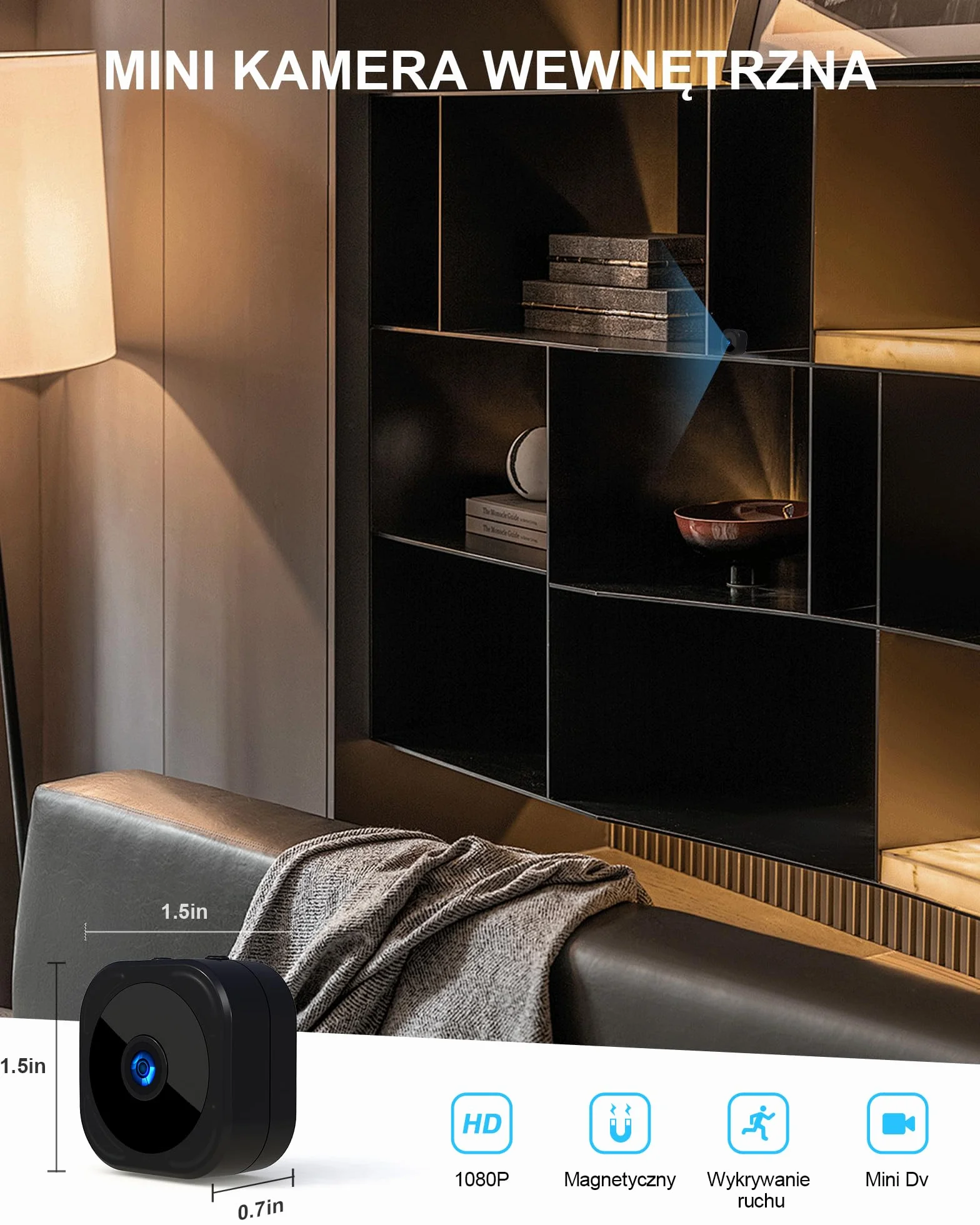 AOBOCAM Mini Kamera WiFi 1080P HD Monitoringu Domowego z Noktowizją i Wykrywaniem Ruchu