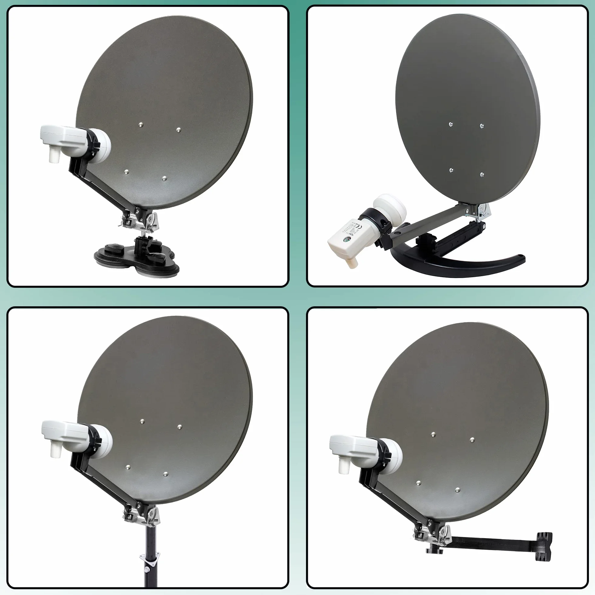 XORO 38,5 cm kempingowa antena satelitarna MCA 38 HD, w zestawie odbiornik DVB-S2 FullHD, pojedynczy LNB ze zintegrowanym satfinderem, kablem 10 m, uchwytami, w twardej obudowie