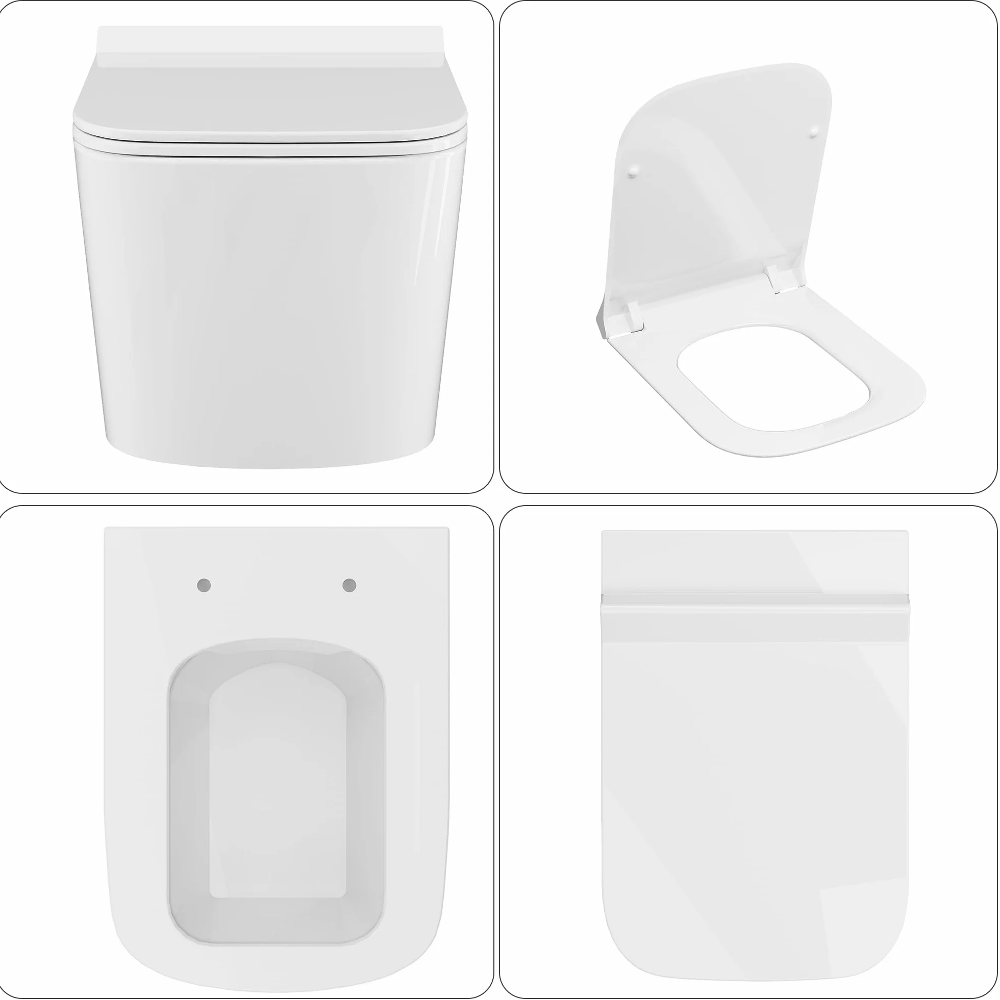 Wisząca muszla klozetowa, bez obramowania, ceramiczna deska sedesowa ze zdejmowaną pokrywą wolnoopadającą, wydajna technika spłukiwania, w kształcie litery U, długość 51 cm, biała