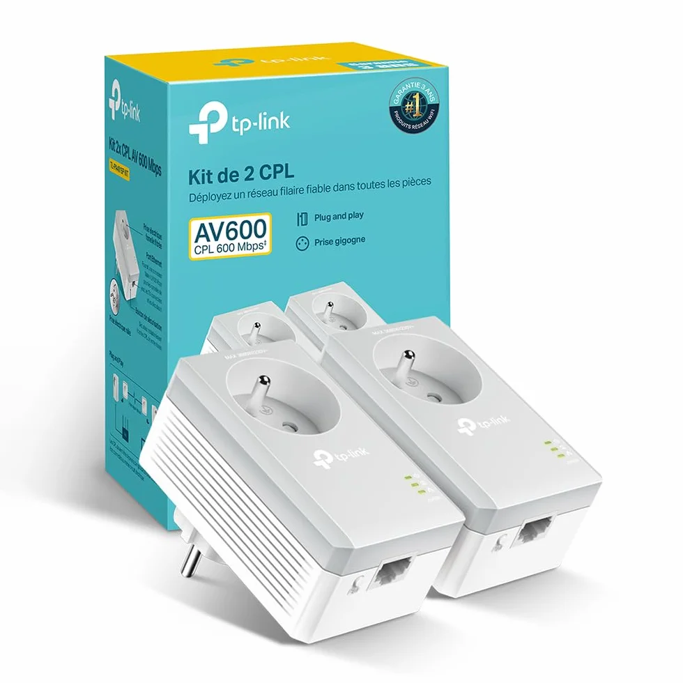 TP-Link TL-PA4015P (FR) Gniazdo CPL 600Mbps Homeplug AV2 Wbudowane Gniazdo Zasilania Port Ethernet OneMesh