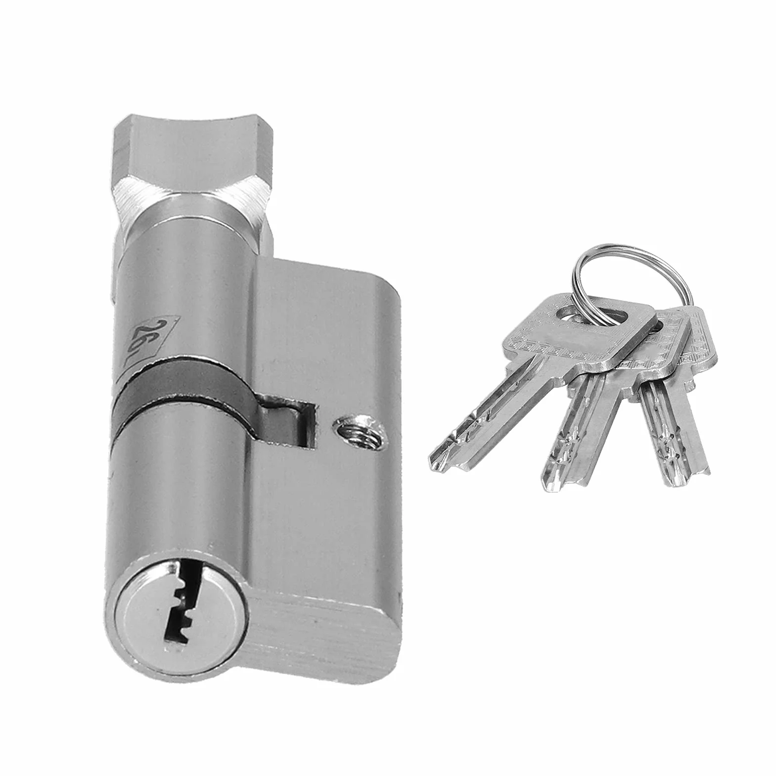 FTVOGUE Wkładka z Kluczem, Zamek ze Stopu Aluminium i żelaza z Polerowanym Wykończeniem, Trwały rdzeń Zamka Wewnętrznego do Drzwi o średnicy 35–50 Mm, w Zestawie 3 Klucze