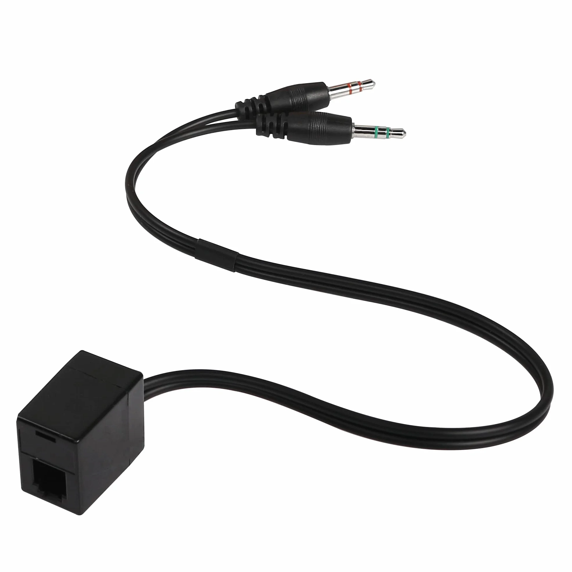 QIANRENON RJ9 4P4C na 3,5 mm kabel adaptera telefonicznego żeński na podwójny męski stereo