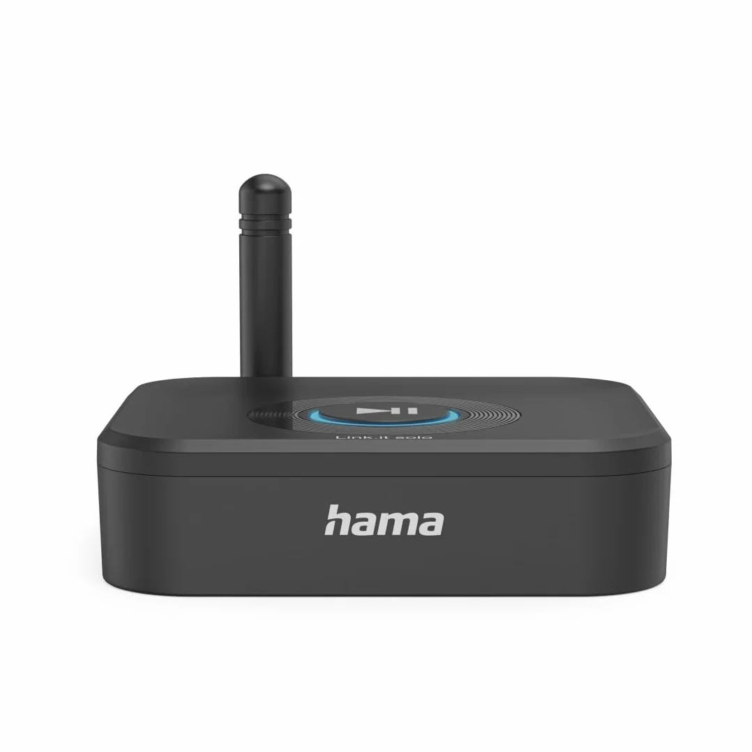 Hama Adapter Transmitter Bluetooth 5.3 z Minijackiem do Systemów HiFi, Obsługa 2 Urządzeń i Karty MicroSD, Zasilanie USB, Czarny