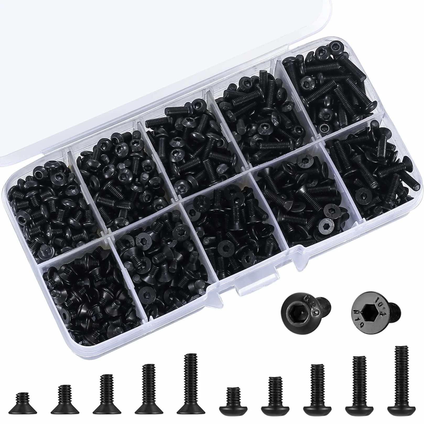 Śruby z łbem stożkowym M3 z łbem stożkowym z łbem sześciokątnym do drukarek 3D, maszyn metrycznych, czarne, 4 mm/6 mm/8 mm/10 mm/12 mm, czarne
