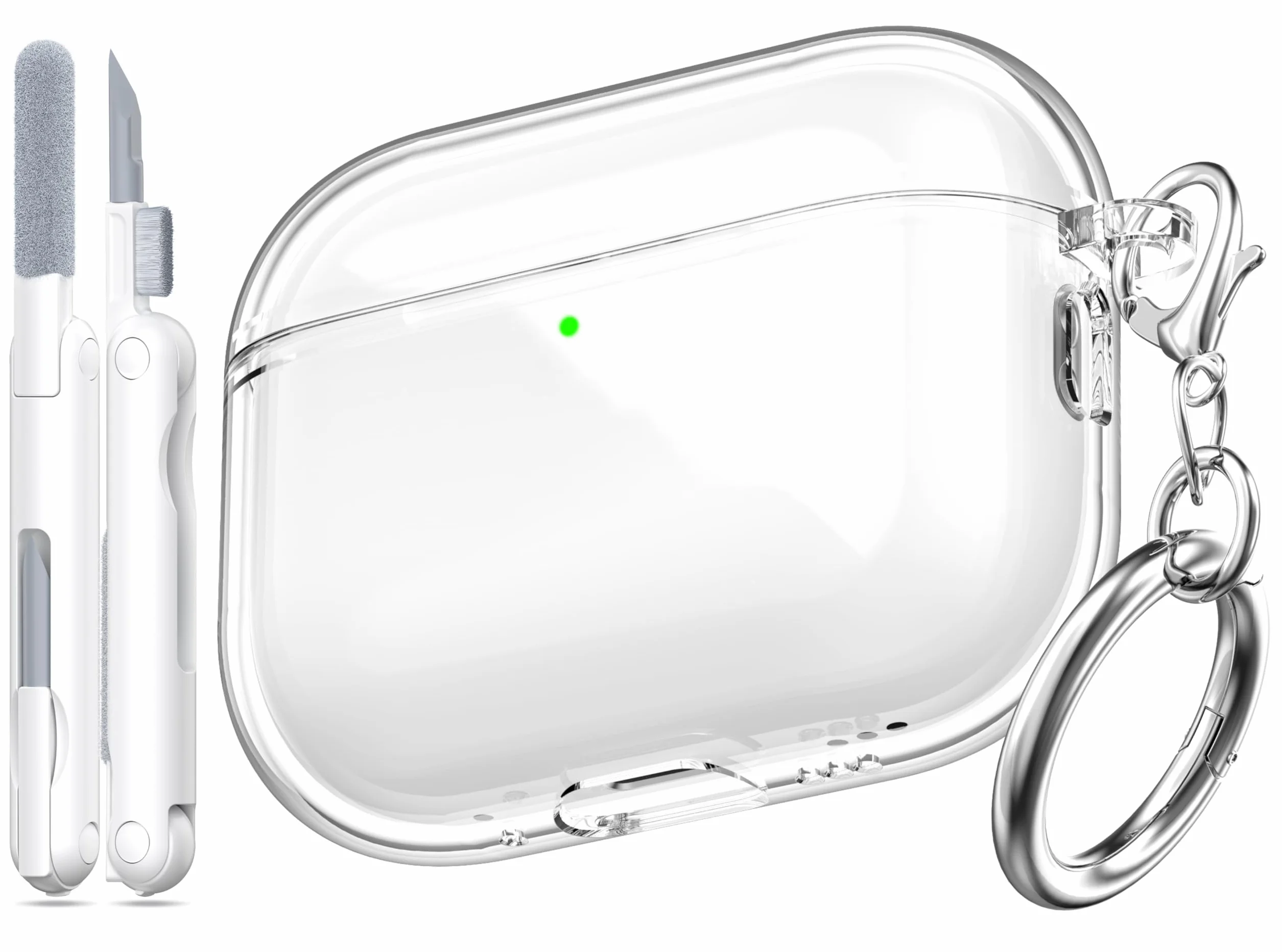 Kompatybilny z Etui Airpods Pro 3. generacji, Kompatybilny z Etui Airpods Pro 3 z Brelokiem, Przezroczysty, Miękki, Odporny na Wstrząsy Etui Klasy Wojskowej, Biały