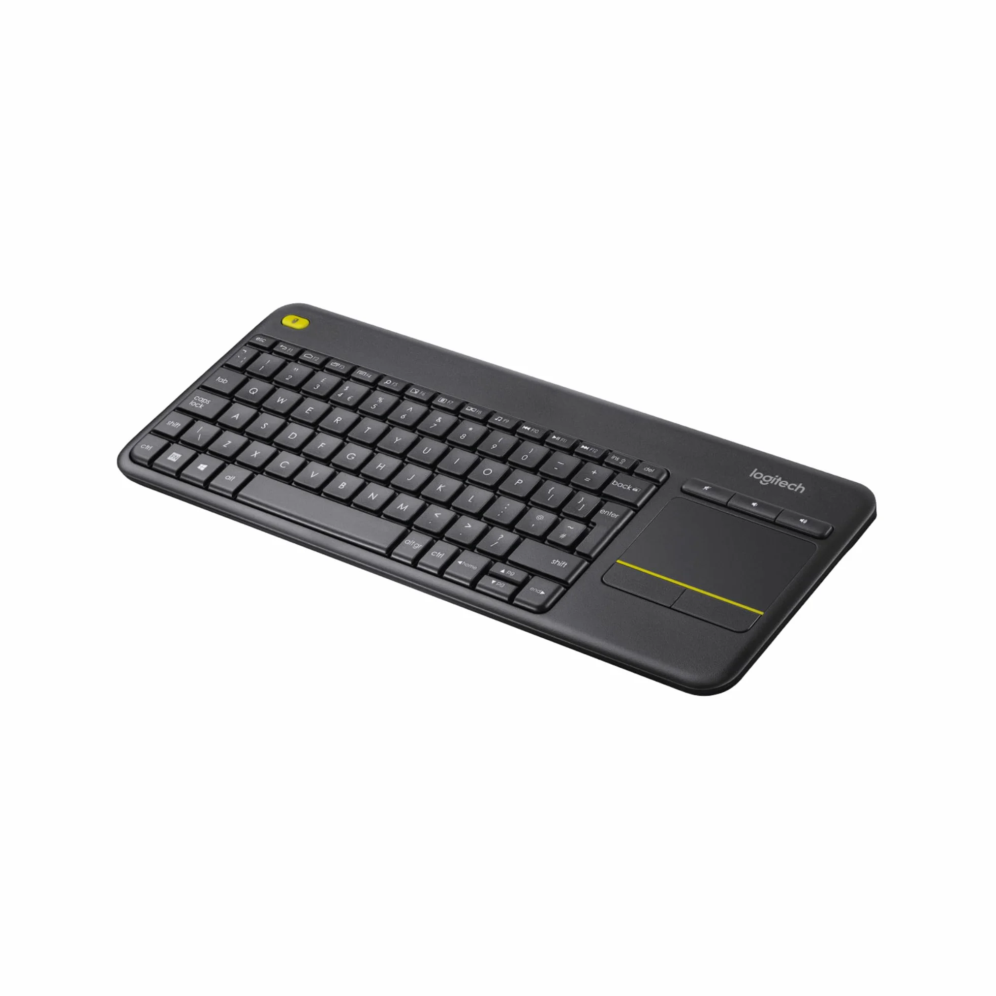 Logitech K400 Plus Bezprzewodowa Klawiatura do TV, łatwe sterowanie multimediami, touchpad, klawiatura HTPC do TV podłączonego do PC, Windows, Android, Chrome OS, tablet, QWERTY układ US Intl - Czarny