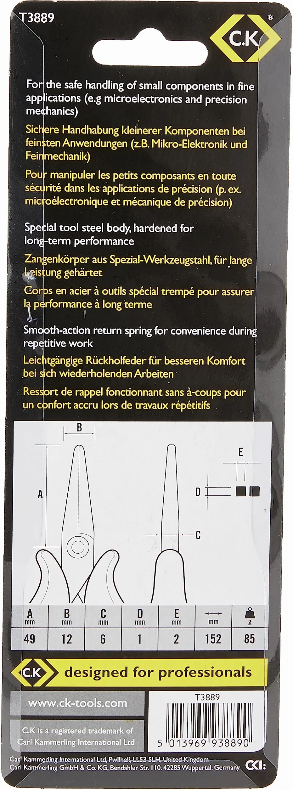 C.K Elektronik szczypce ESD, 152 mm, T3889