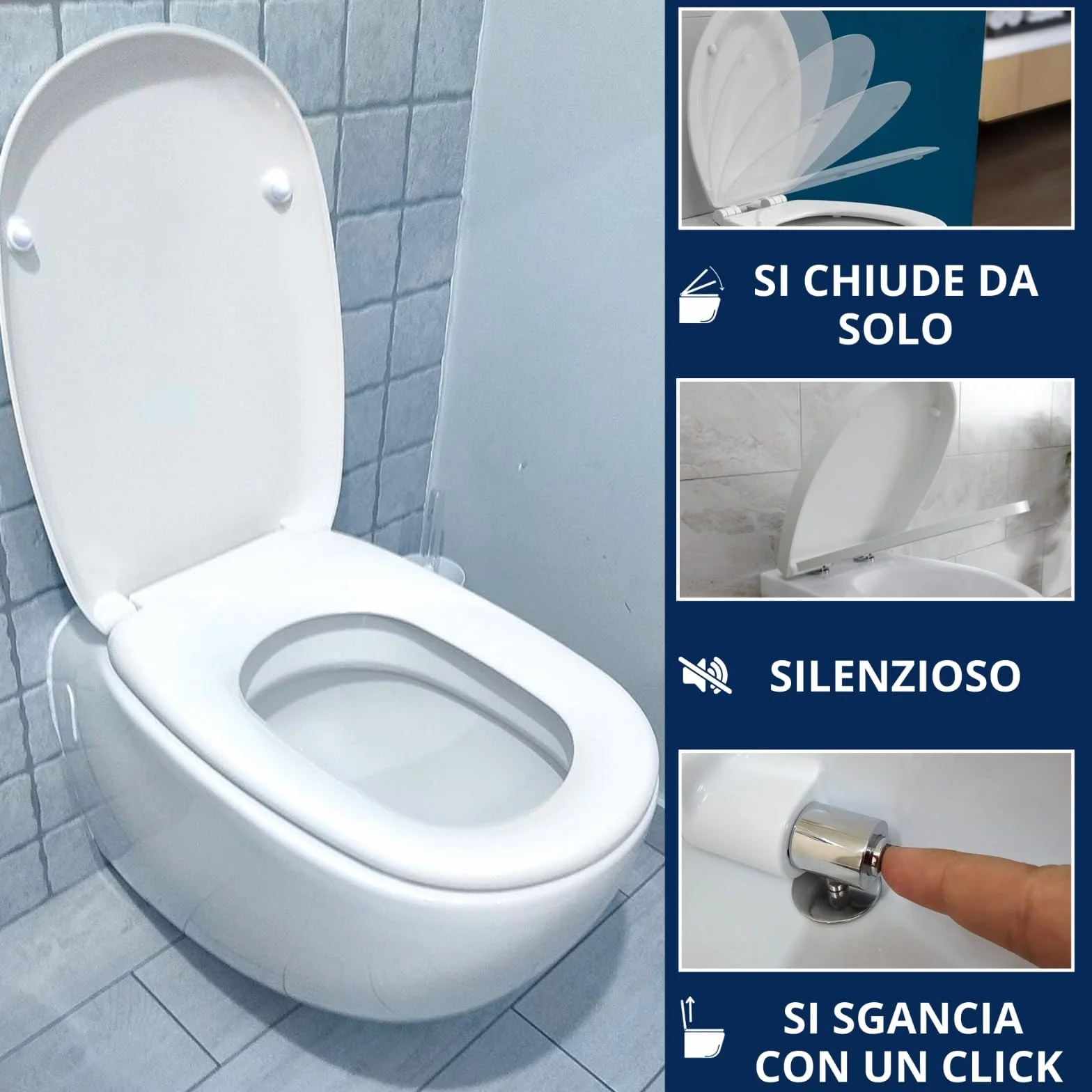HYDRO HOME Łatwe i łatwe 02 Tablet Wc Studzienki Jak Oryginalny, Termoutwardzalny Materiał Pokrywowy,Tabletka Wodna Z Zawiasami Mocowania Z Wysokiej Włochy (ZAMORTYZOWANE ZAMKNIĘCIE)