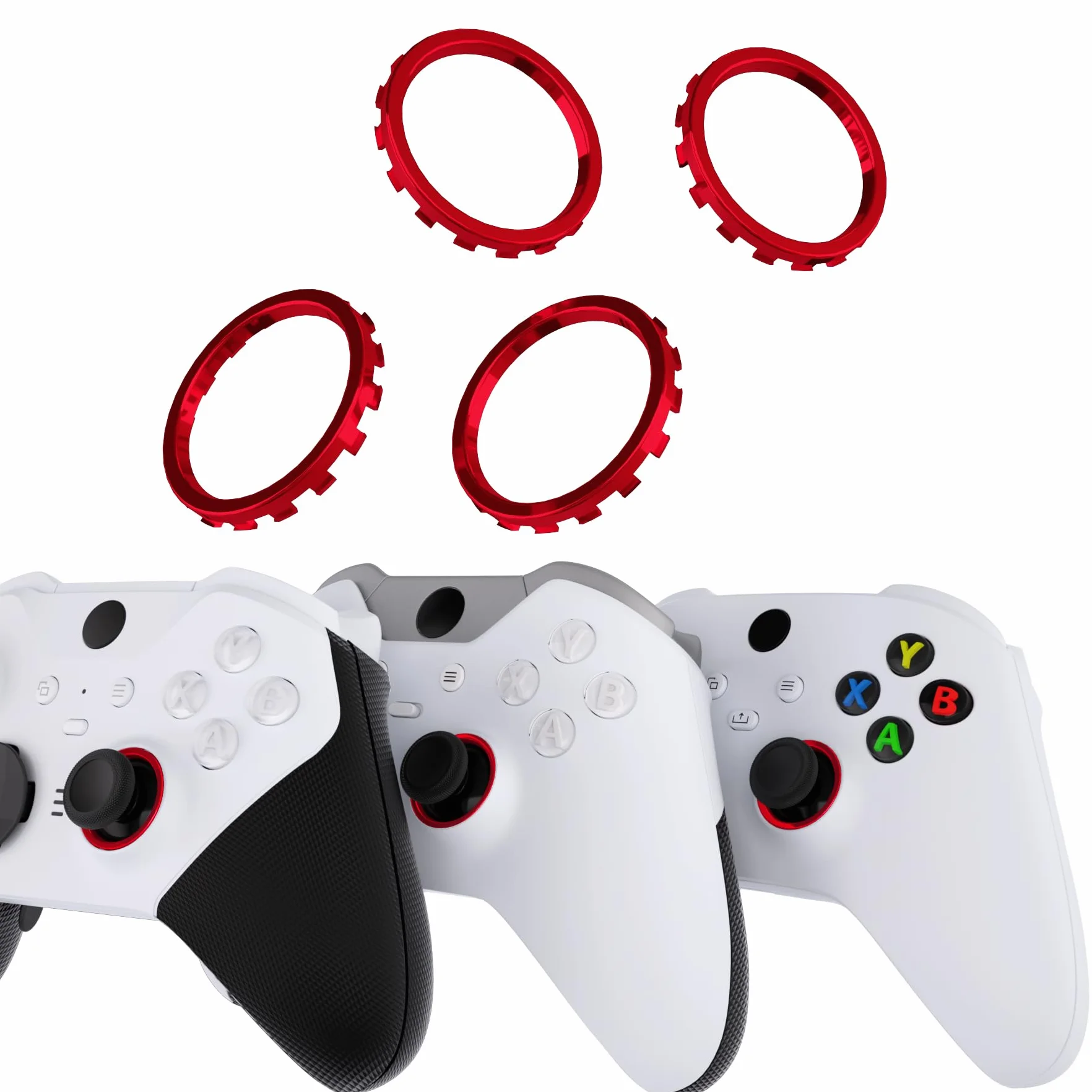 eXtremeRate Chrom Czerwony Custom Accent Rings dla Xbox Series X/S Controller, Akcesoria Zamienne dla Xbox One Elite, Elite Series 2