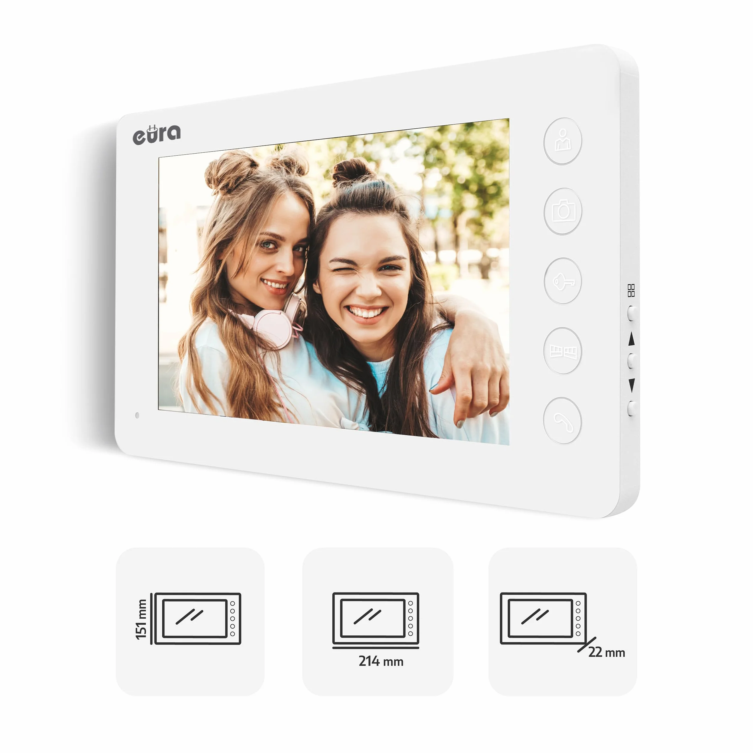 Eura VDP-76A3 Alpha wideodomofon 4-przewodowy, kolorowy monitor 7", RFID, pamięć obrazu, 2 wejścia, biały