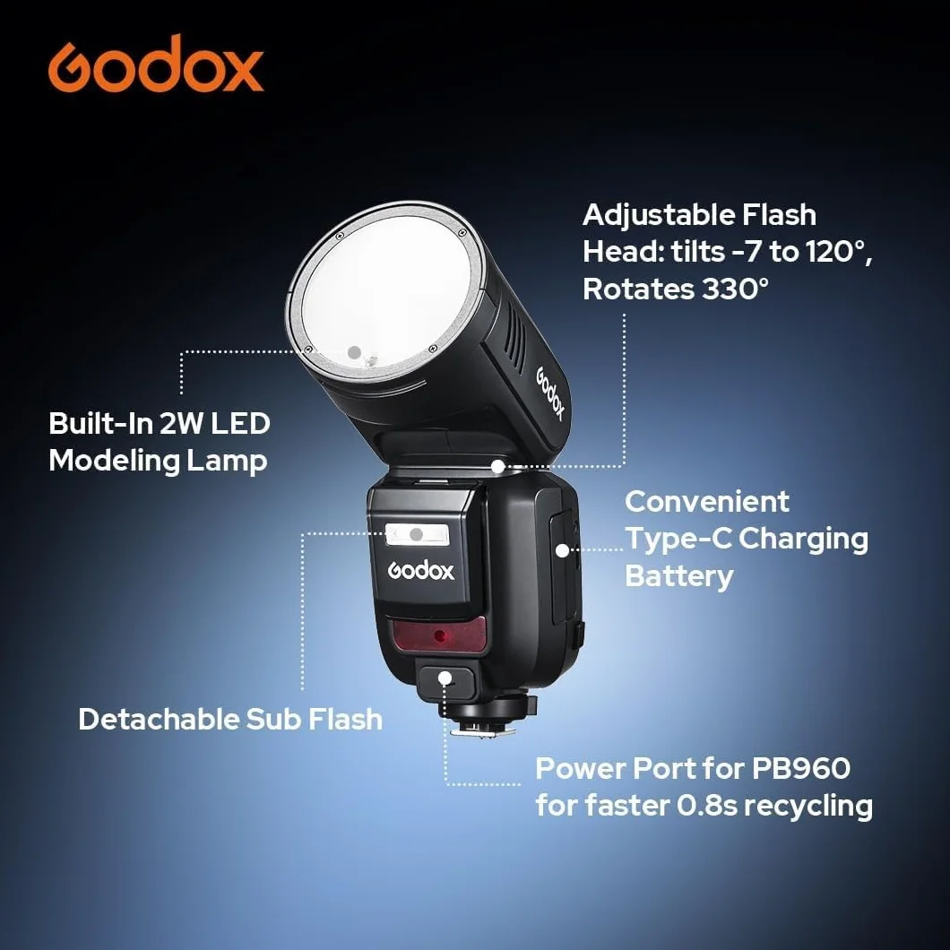 Godox V100S lampa błyskowa z okrągłą głowicą 100 W TTL HSS 1/8000s 2,4G LED do Sony