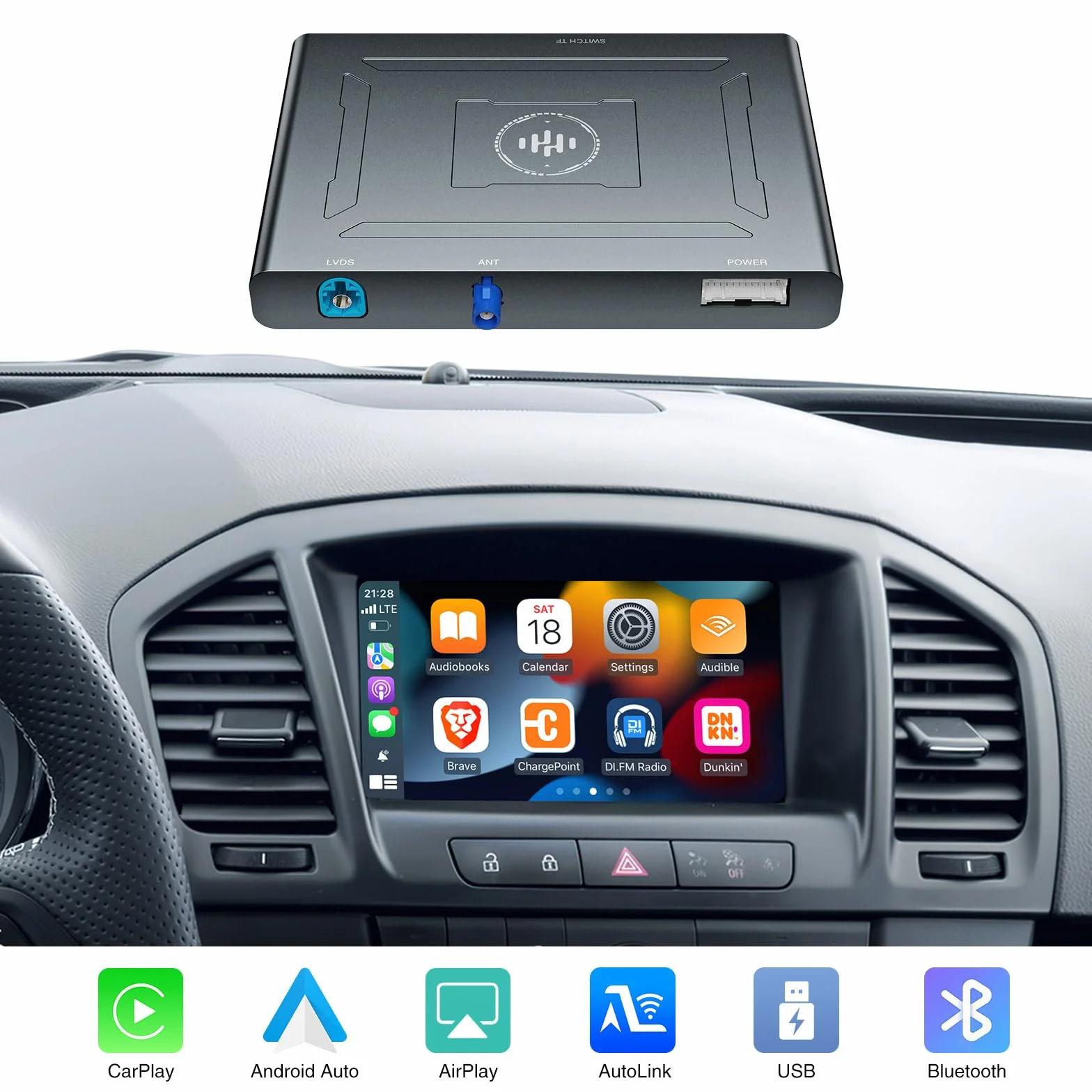 ANDREAM bezprzewodowy zestaw CarPlay Android Auto AirPlay Mirror Link do Opel 2008-2016