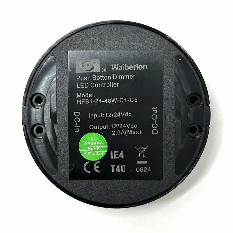 HBL Waiberlon ściemniacz LED HFB1-24-48W-C1-C5 z przyciskiem ściemniacz przyciskowy LED kontroler 12/24 V DC 2,0 A (maks.)