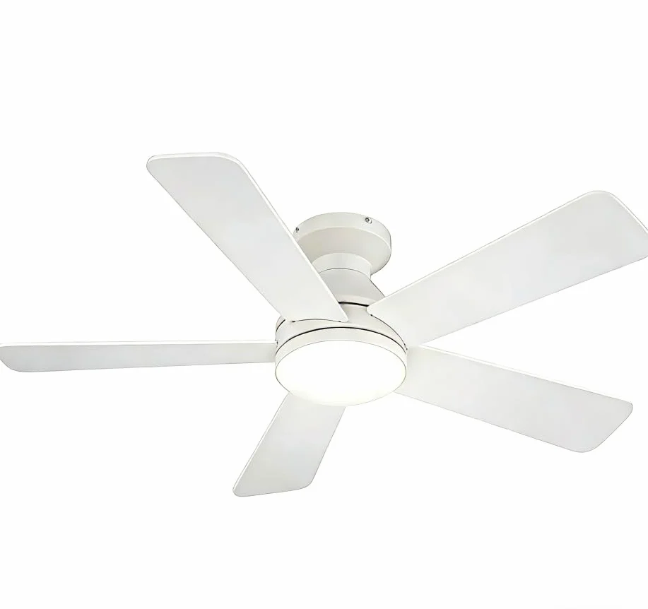 Passky Wentylator sufitowy 132 cm z oświetleniem i pilotem zdalnego sterowania, cichy silnik DC, 5 łopatek, 6 prędkości, 3 temperatury barwowe, timer, biały