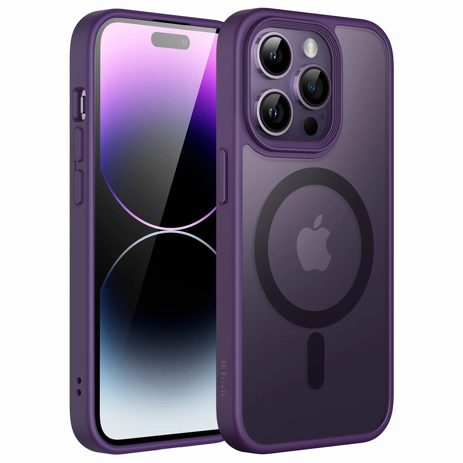 JETech Magnetyczna Etui iPhone 14 Pro 6,1 Cala MagSafe Półprzezroczysta Matowa Tylna Szczupły Odporny na Wstrząsy Case Głęboka Purpura