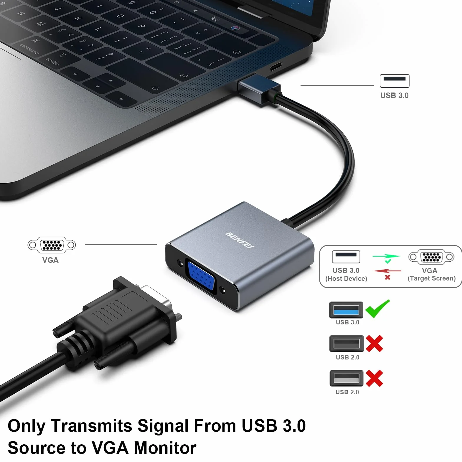 BENFEI Adapter USB 3.0 na VGA dla Windows