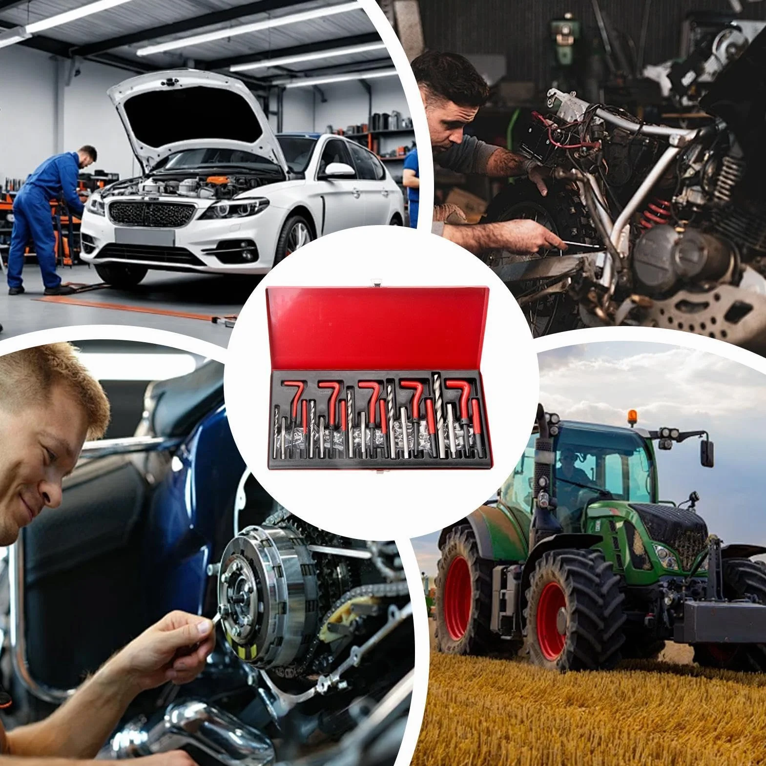 Naprawa Gwintów 131-częściowy Zestaw do Przeciągania Metalu z Pojemnikiem | Zestaw Naprawczy Gwintów do Samochodów Dla Mechaników Techników Pasjonatów Majsterkowiczów Warsztat Domowy Garage