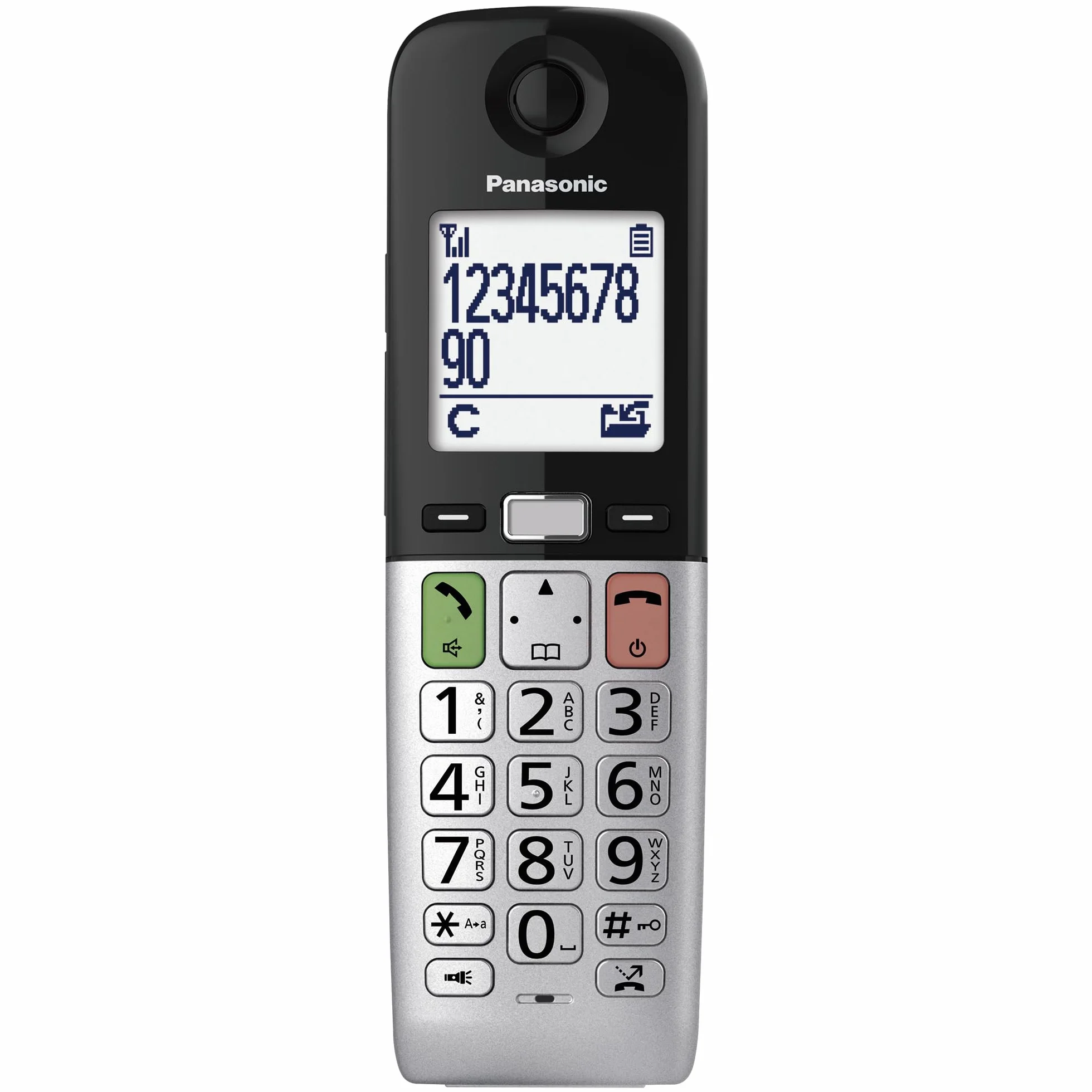 Panasonic KX-TGU432EXB Bezprzewodowy cyfrowy telefon z automatyczną sekretarką, wzmocnioną głośnością, jednostką podstawową i 2 słuchawkami, wyświetlaczem LCD, latarką, kompatybilną ze słuchawkami,